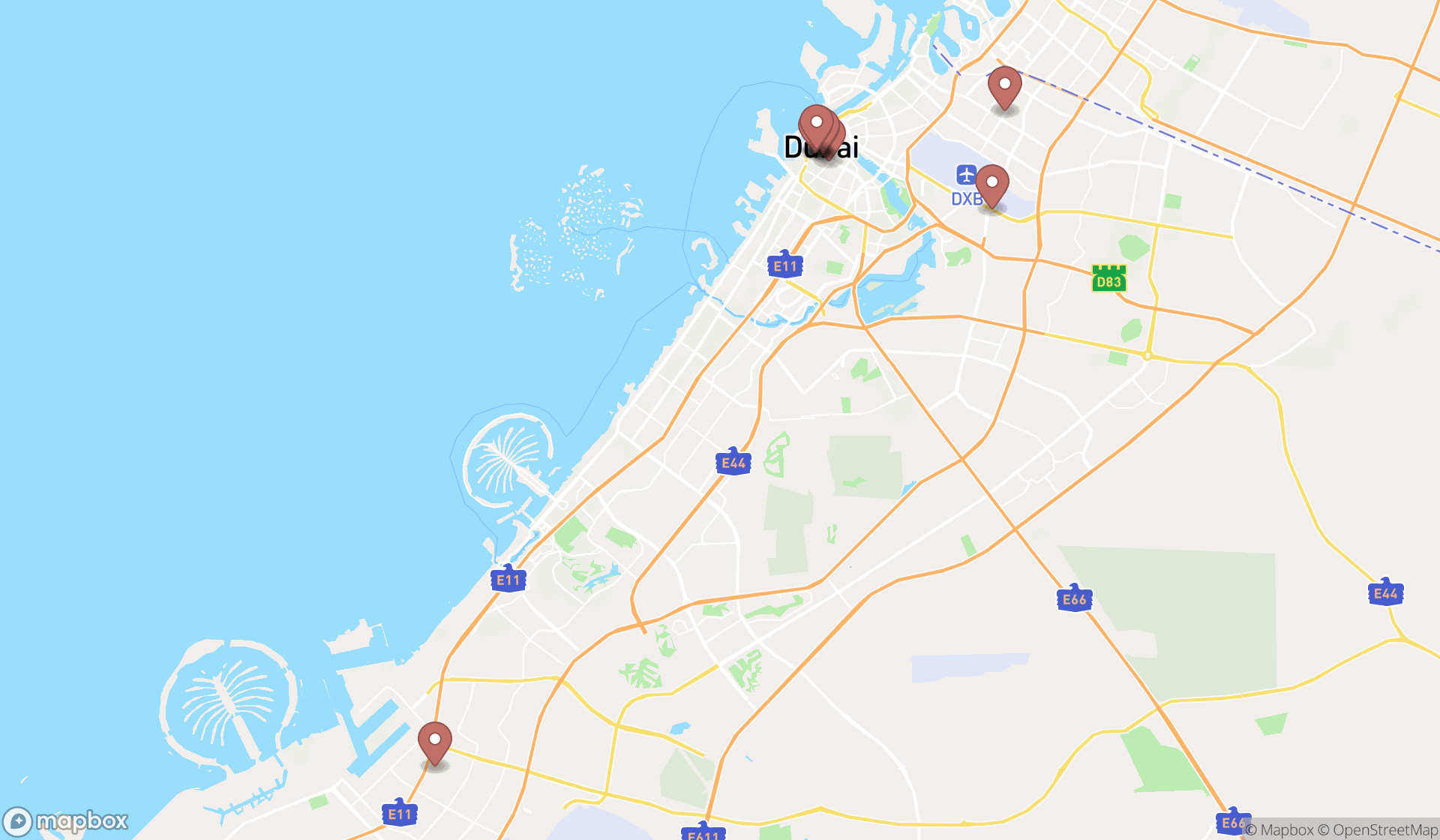 Map showing the ranked computer accessories stores in Dubai, Dubai