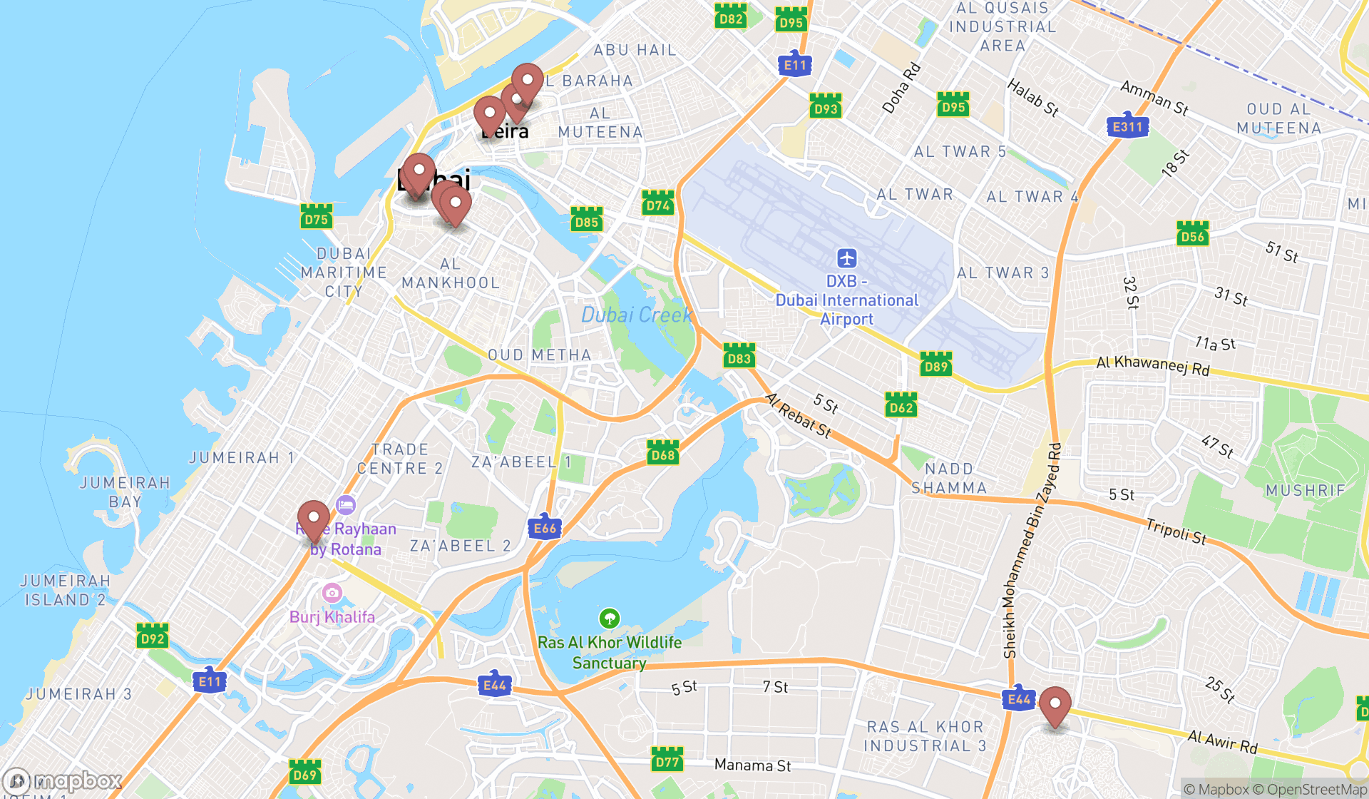 Map showing the ranked computer desk stores in Dubai, Dubai