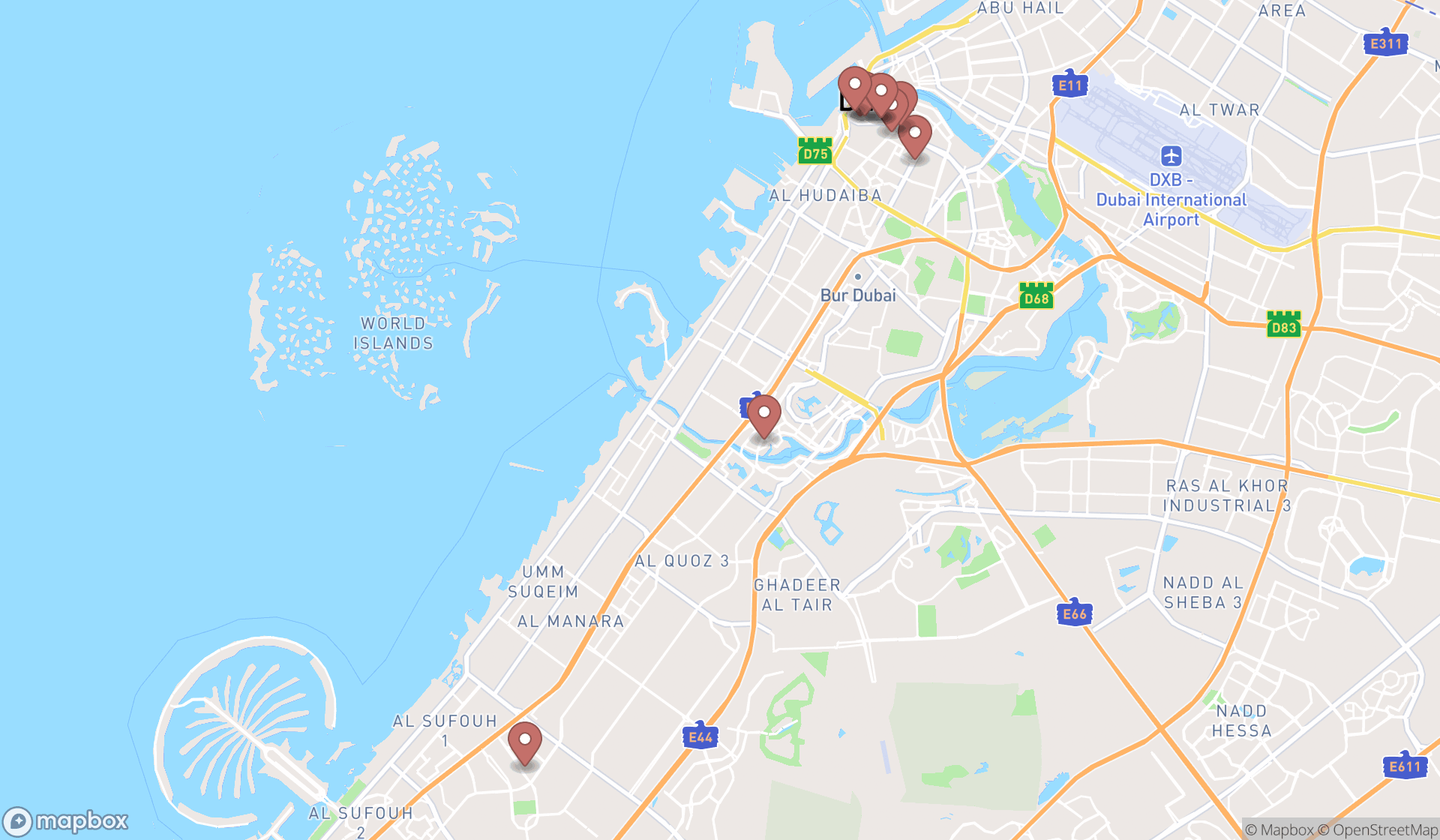 Map showing the ranked computer hardware manufacturers in Dubai, Dubai