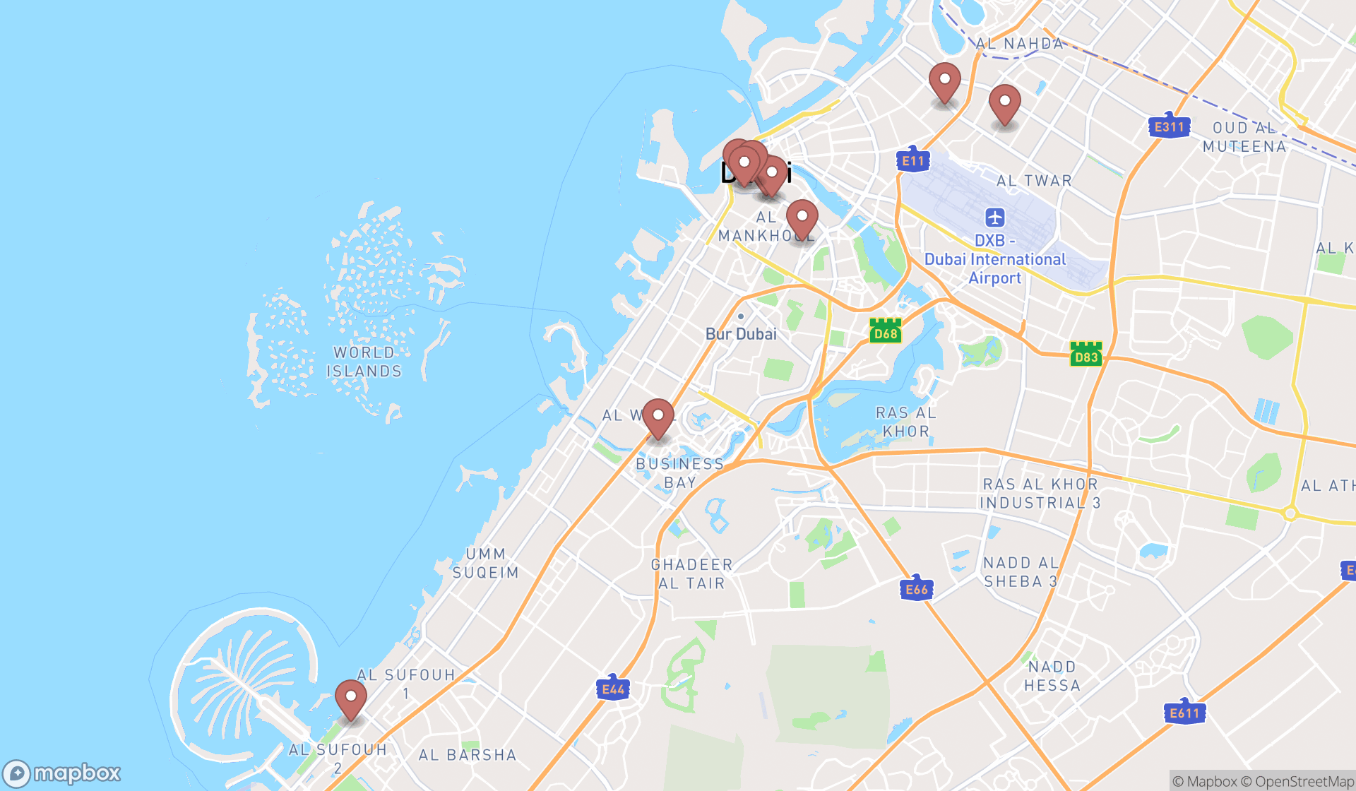 Map showing the ranked computer software stores in Dubai, Dubai