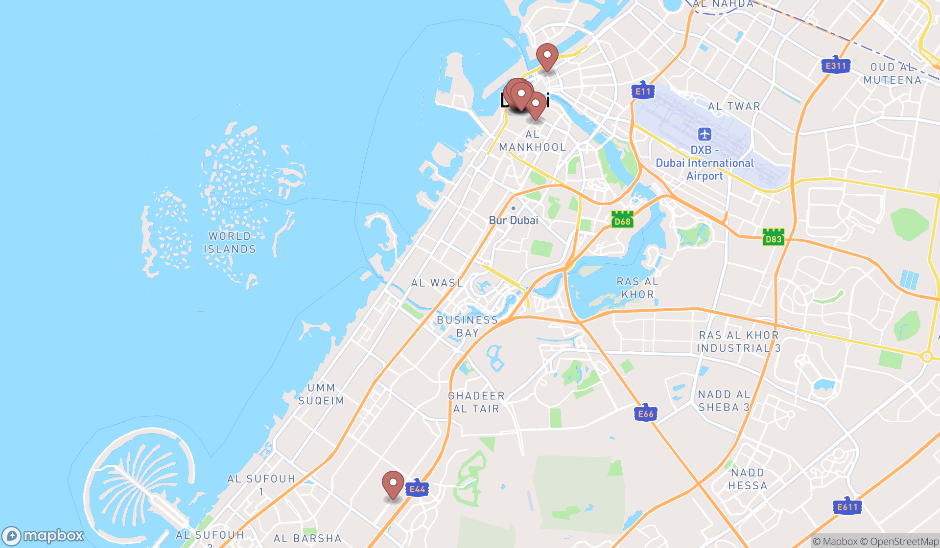 Map showing the ranked computer wholesalers in Dubai, Dubai