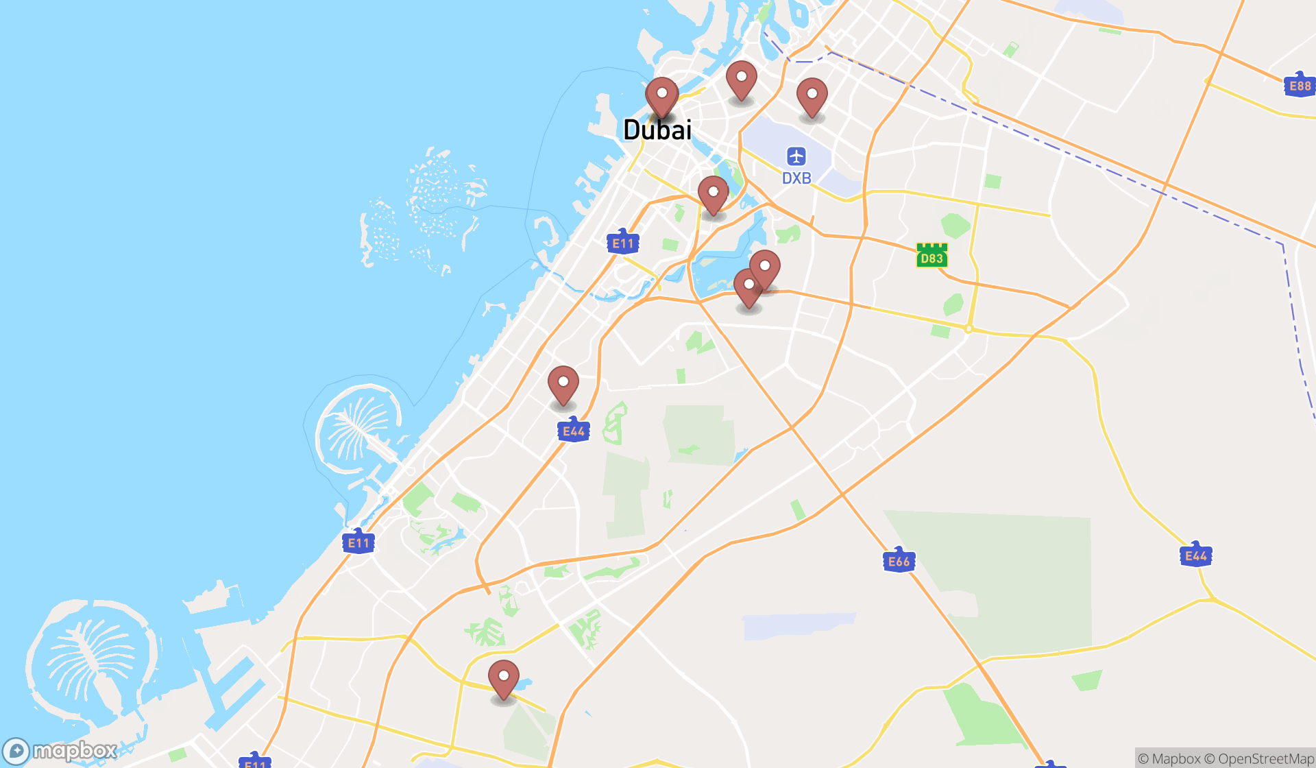 Map showing the ranked confectionery wholesalers in Dubai, Dubai