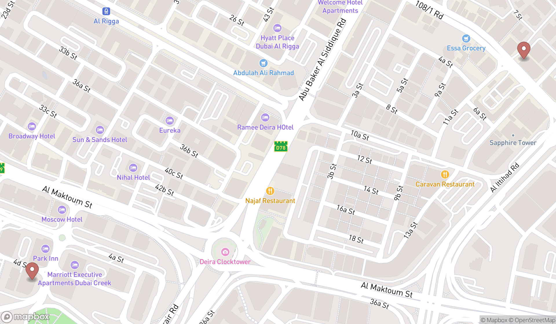 Map showing the ranked convention information bureaus in Dubai, Dubai