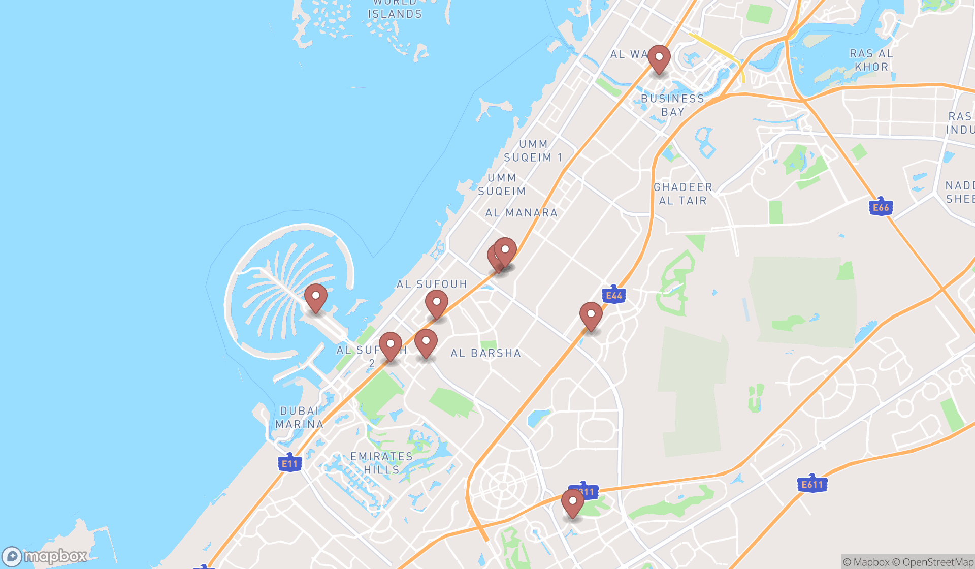 Map showing the ranked conveyancers in Dubai, Dubai