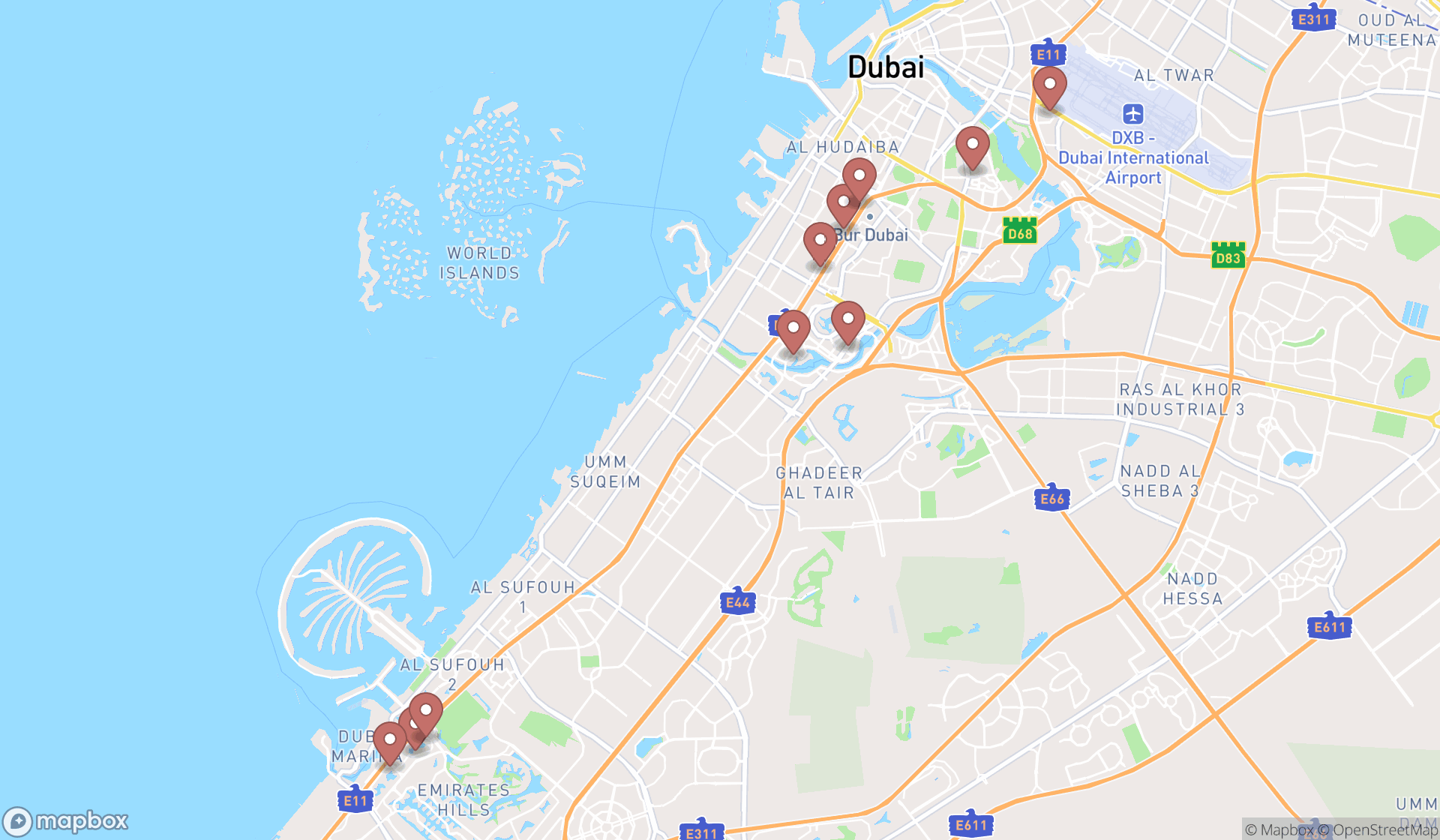Map showing the ranked credit counseling services in Dubai, Dubai