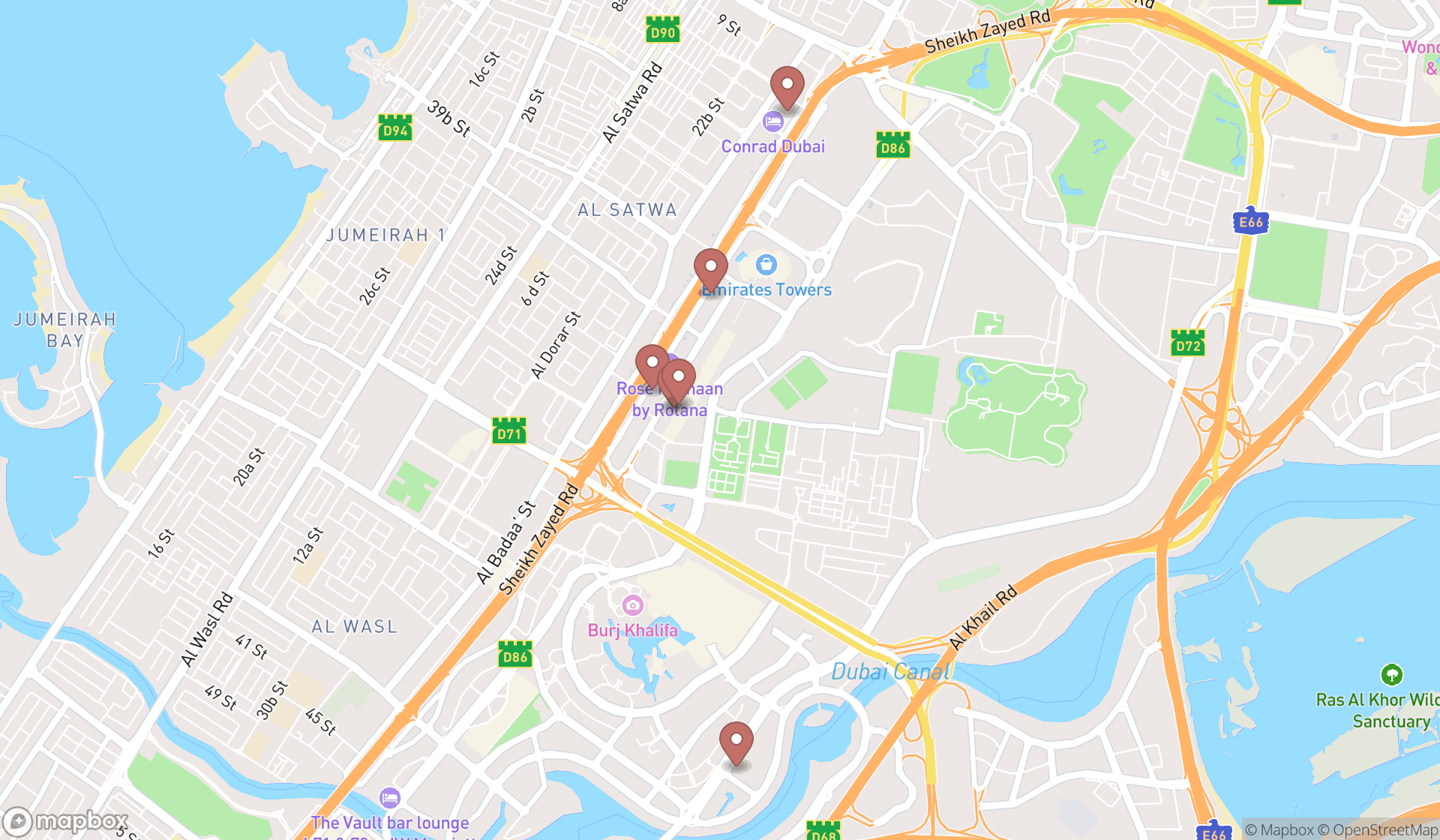 Map showing the ranked credit reporting agencies in Dubai, Dubai