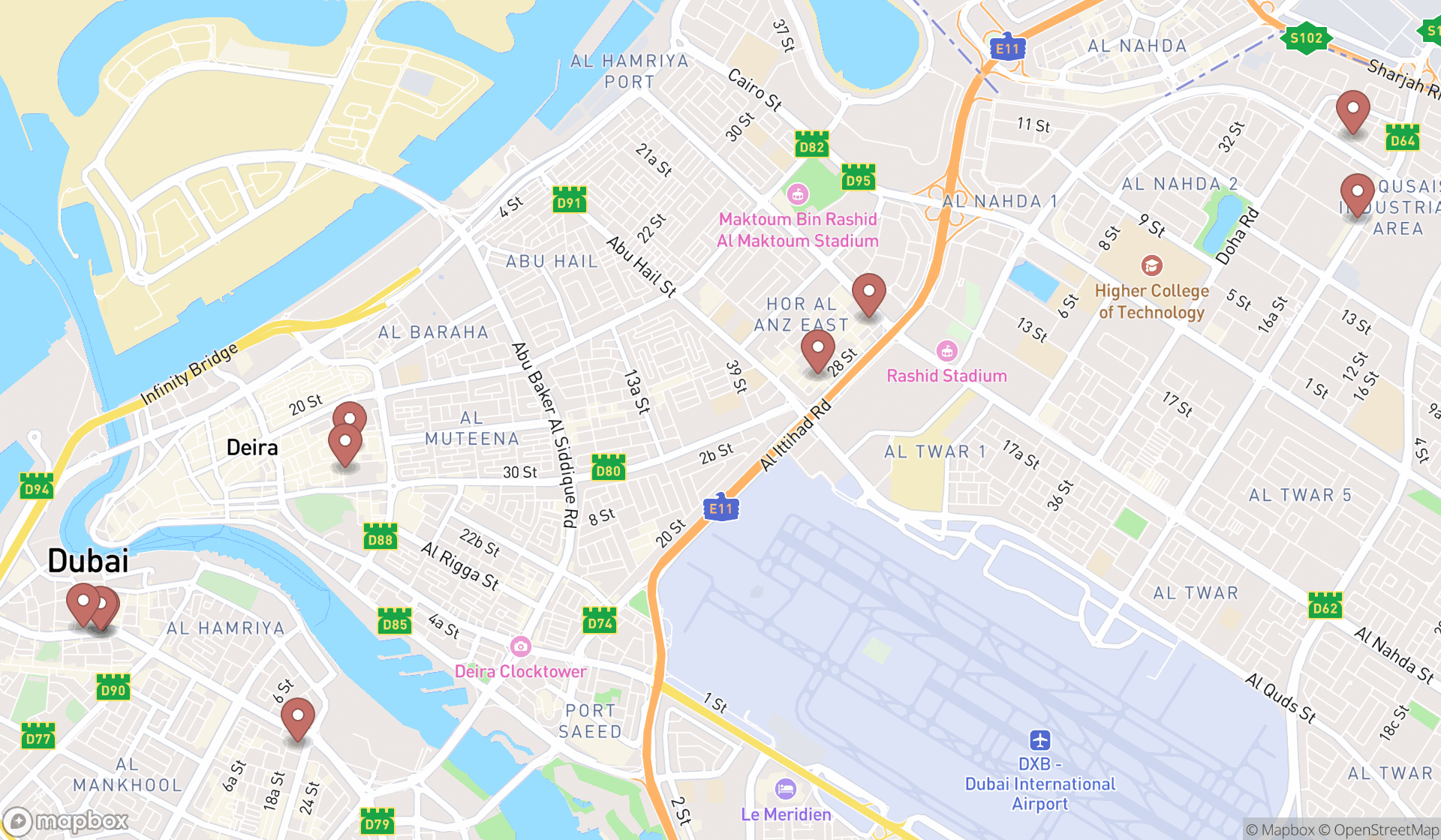 Map showing the ranked custom label printers in Dubai, Dubai