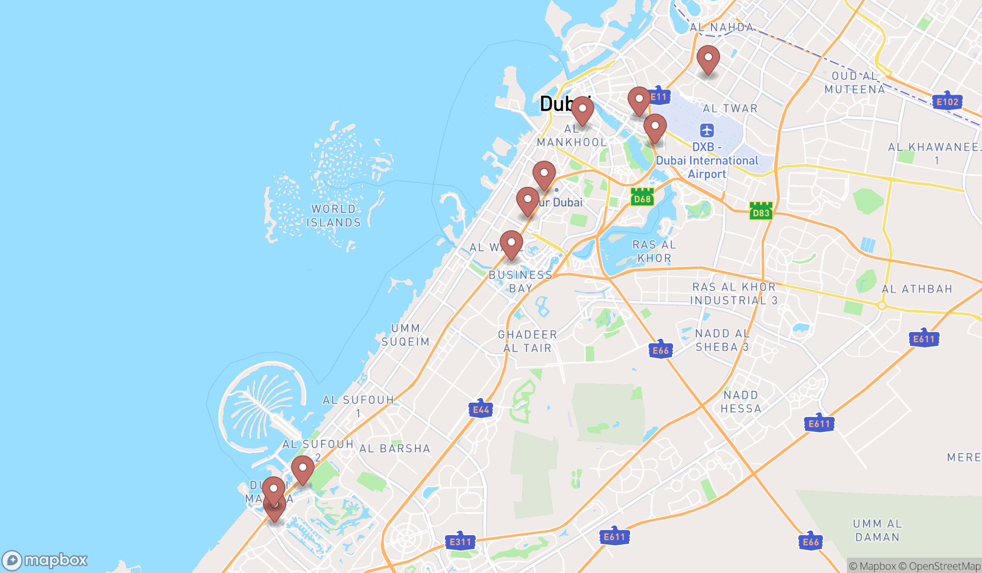 Map showing the ranked debt collectings in Dubai, Dubai