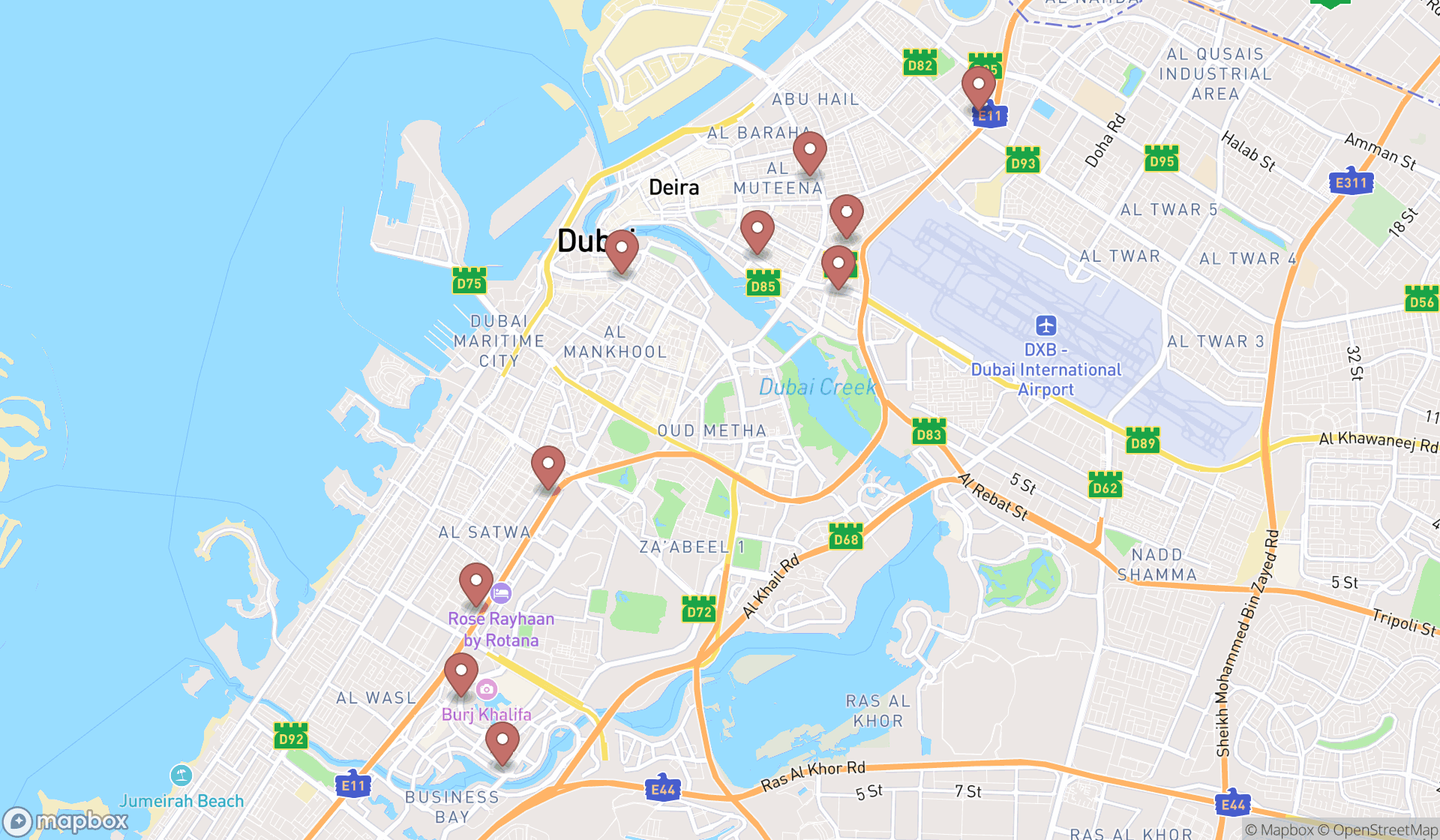 Map showing the ranked debt collection agencies in Dubai, Dubai