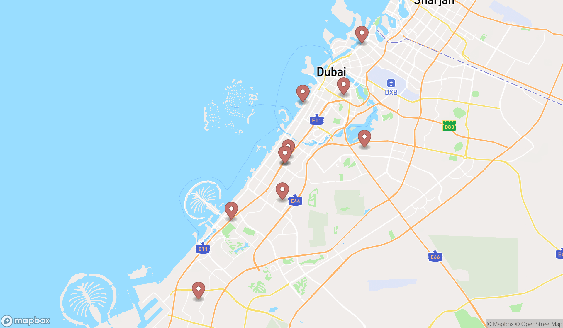 Map showing the ranked deck builders in Dubai, Dubai