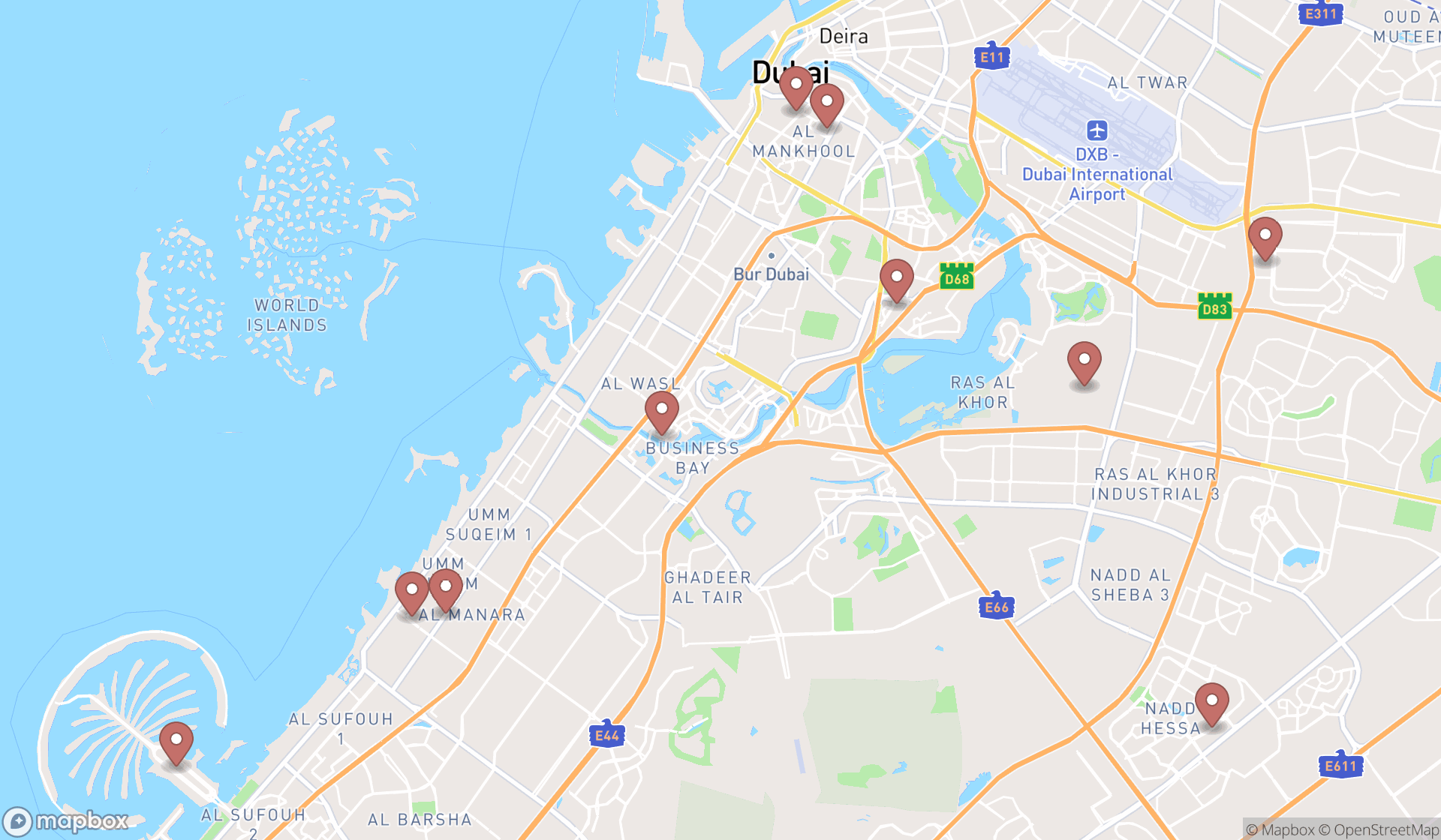 Map showing the ranked dental hygienists in Dubai, Dubai