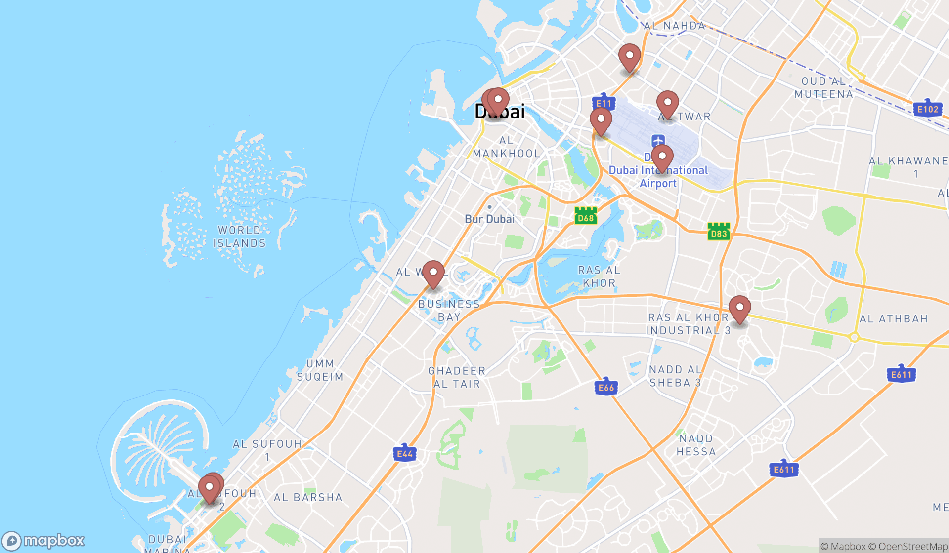 Map showing the ranked desktop publishing services in Dubai, Dubai