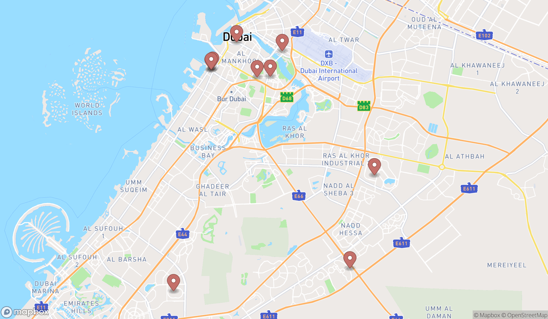 Map showing the ranked diabetes centers in Dubai, Dubai
