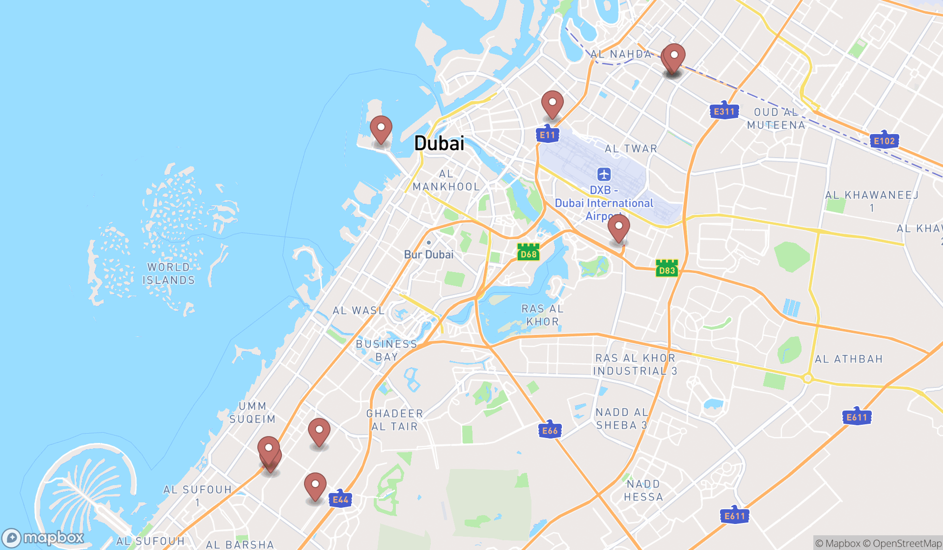 Map showing the ranked diesel engine repair services in Dubai, Dubai