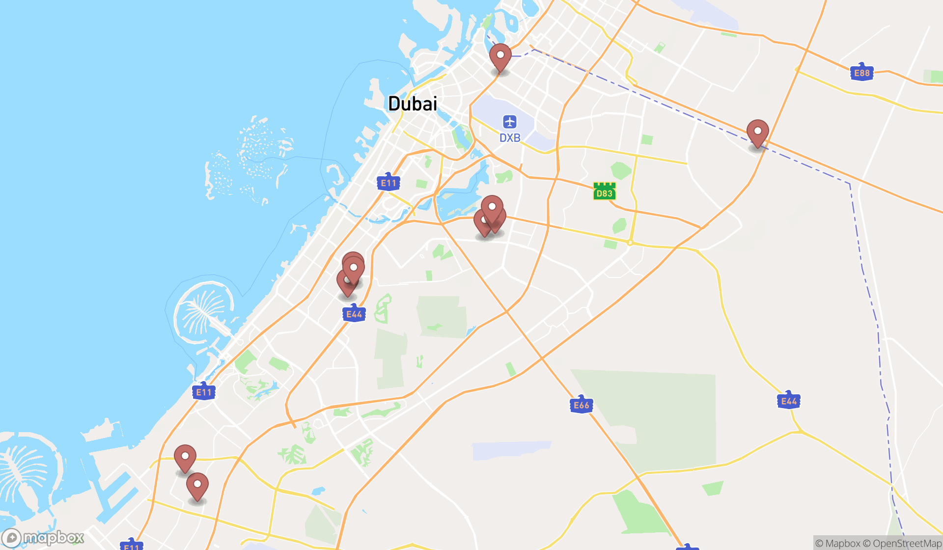 Map showing the ranked diesel fuel suppliers in Dubai, Dubai