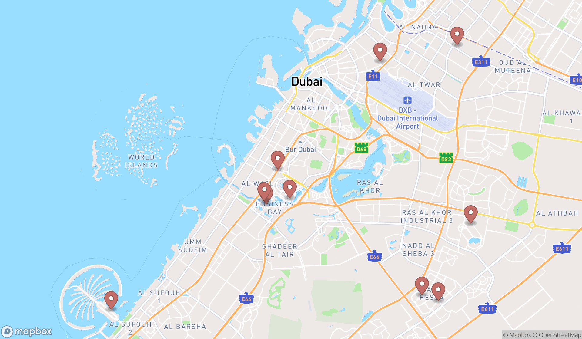 Map showing the ranked direct mail advertisings in Dubai, Dubai