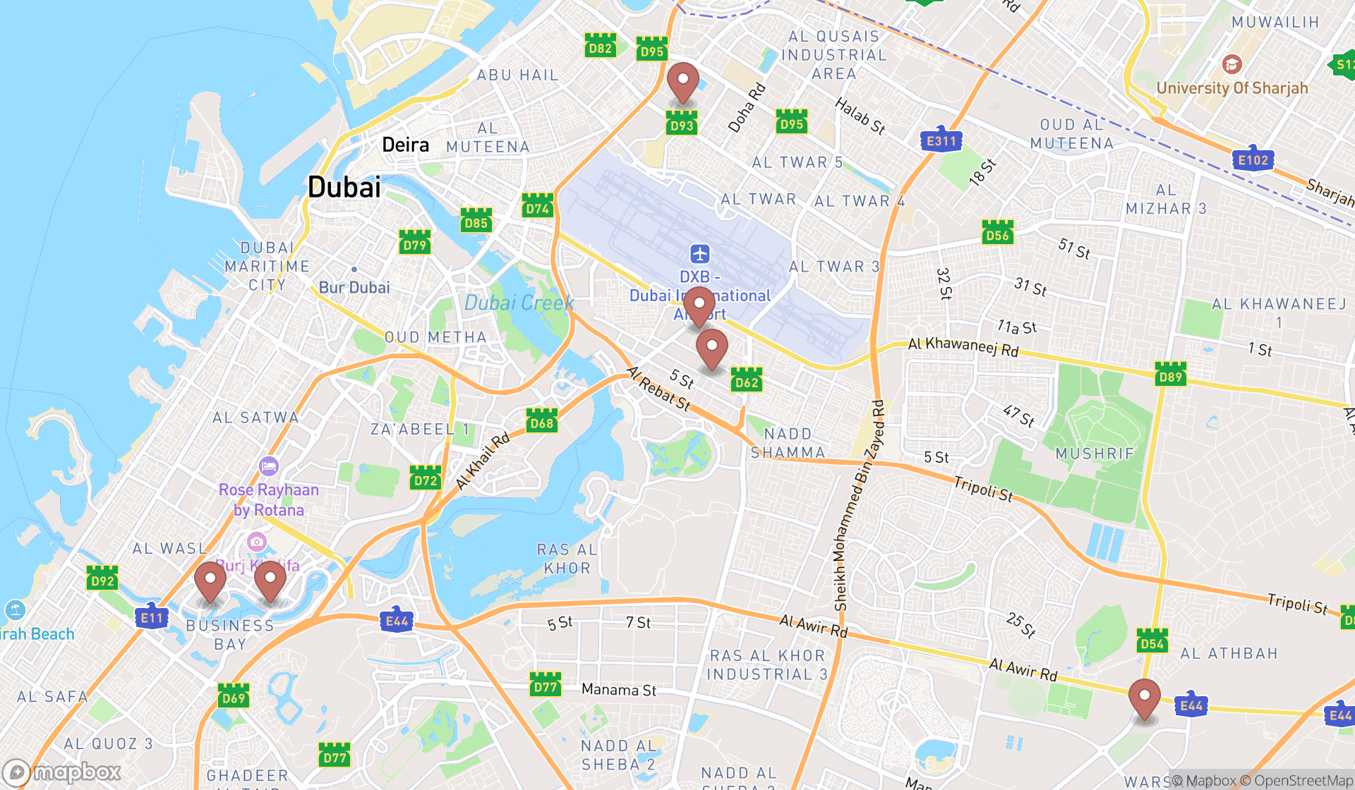 Map showing the ranked disability equipment suppliers in Dubai, Dubai