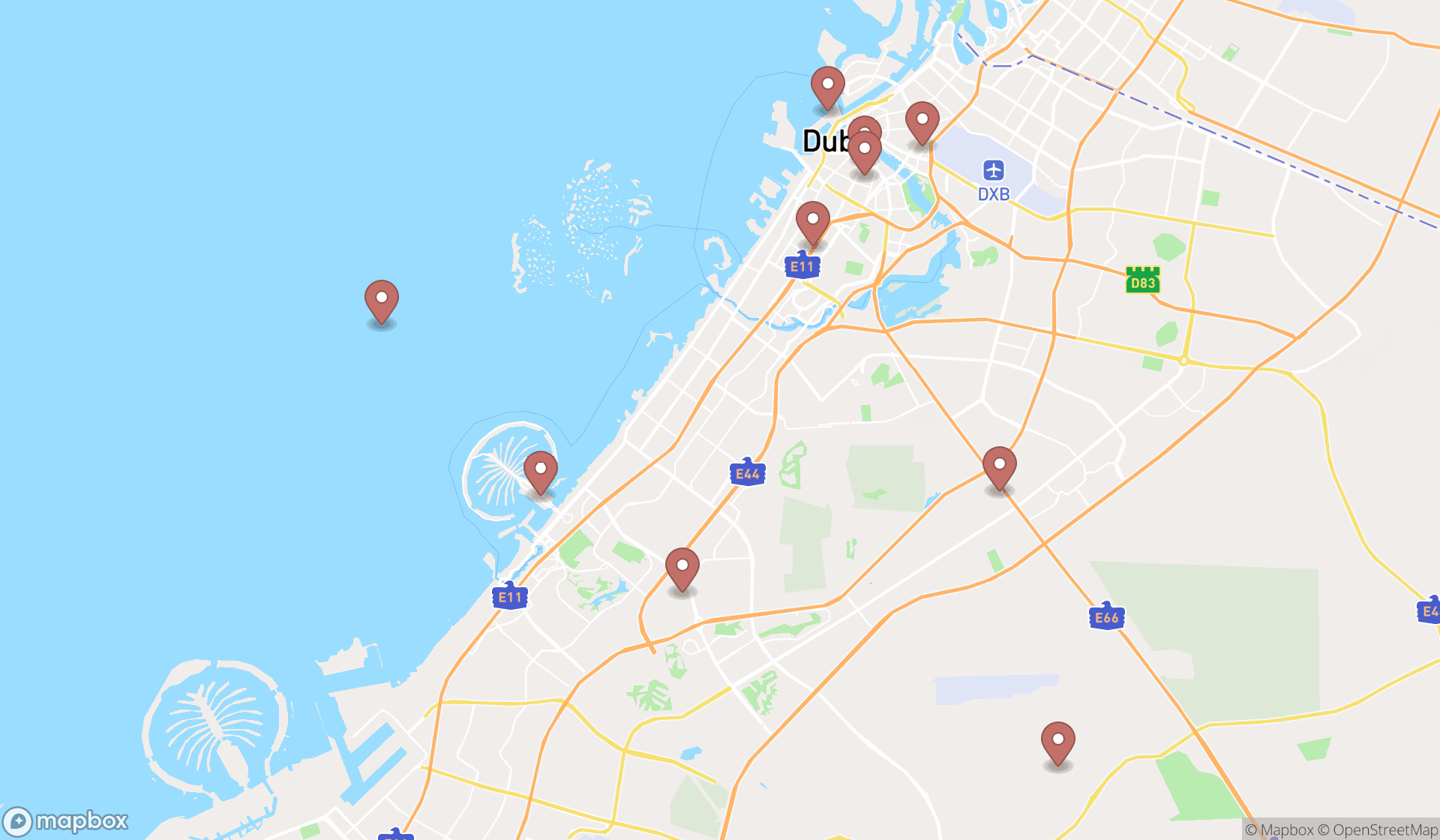 Map showing the ranked dj services in Dubai, Dubai