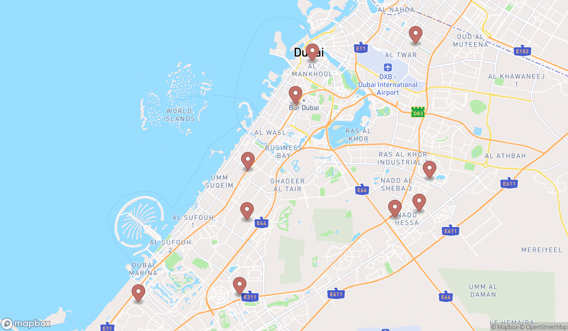 Map showing the ranked drainage services in Dubai, Dubai