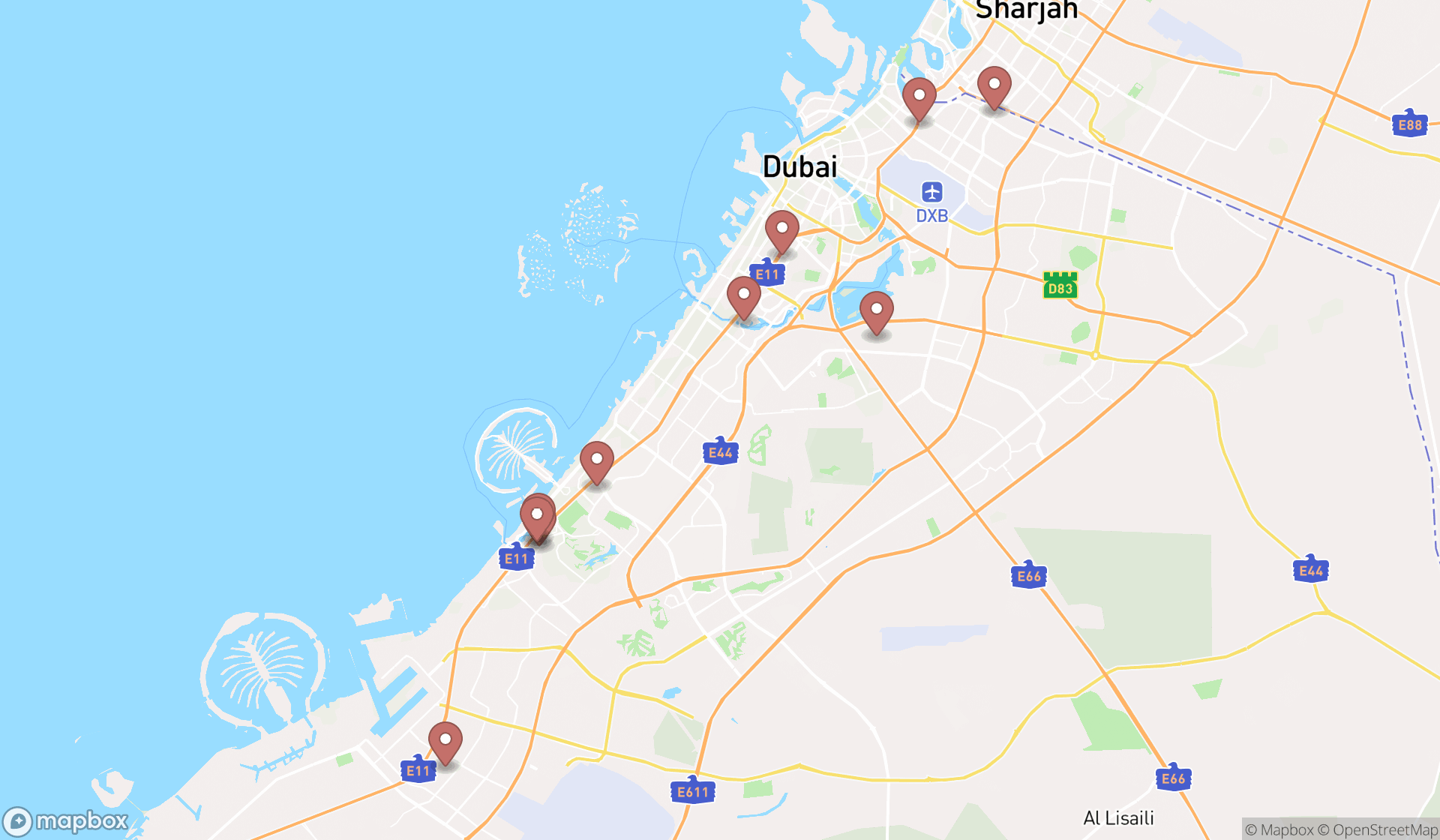 Map showing the ranked drilling contractors in Dubai, Dubai