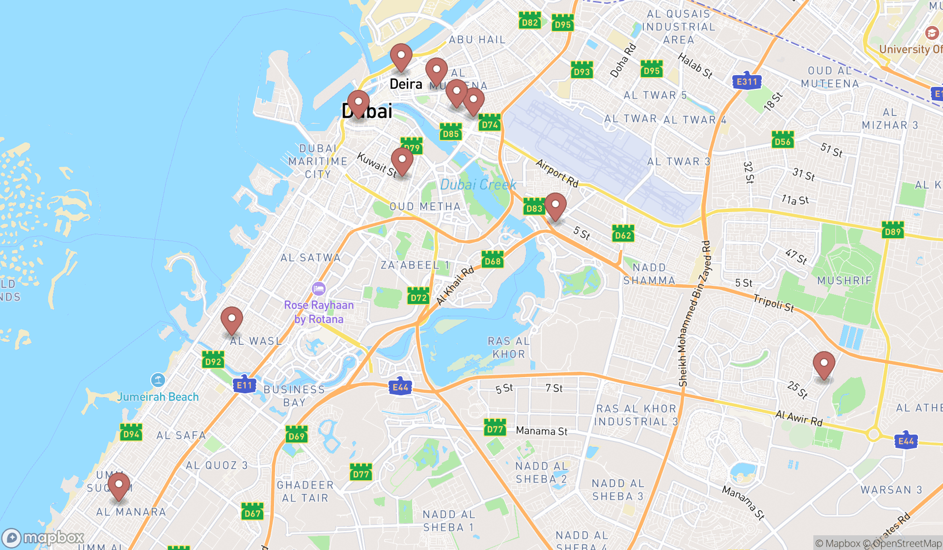 Map showing the ranked dvd stores in Dubai, Dubai