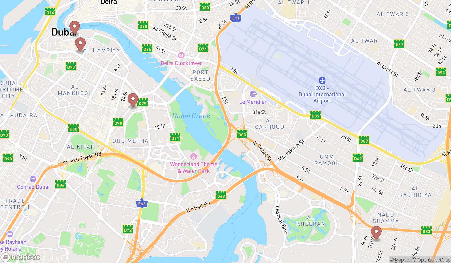 Map showing the ranked dyeworks in Dubai, Dubai