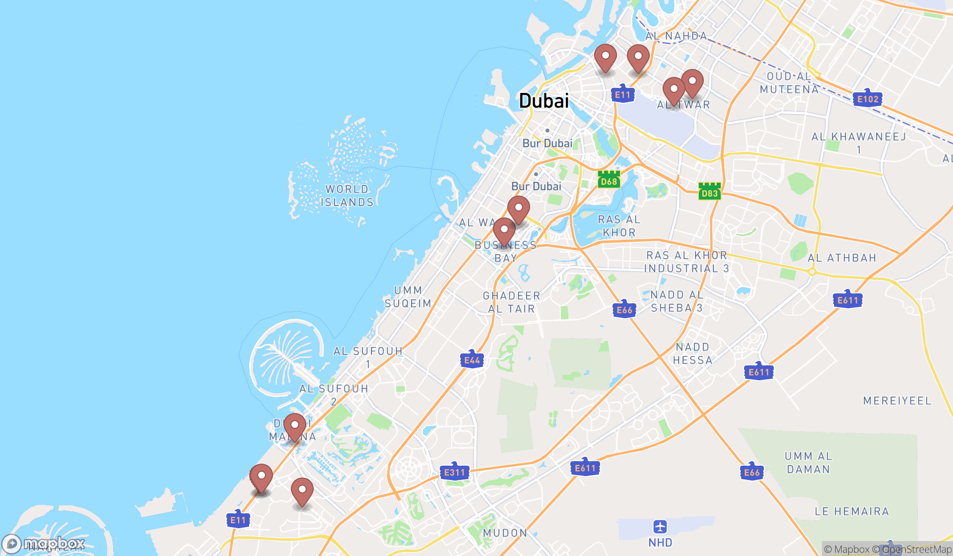Map showing the ranked economic consultants in Dubai, Dubai