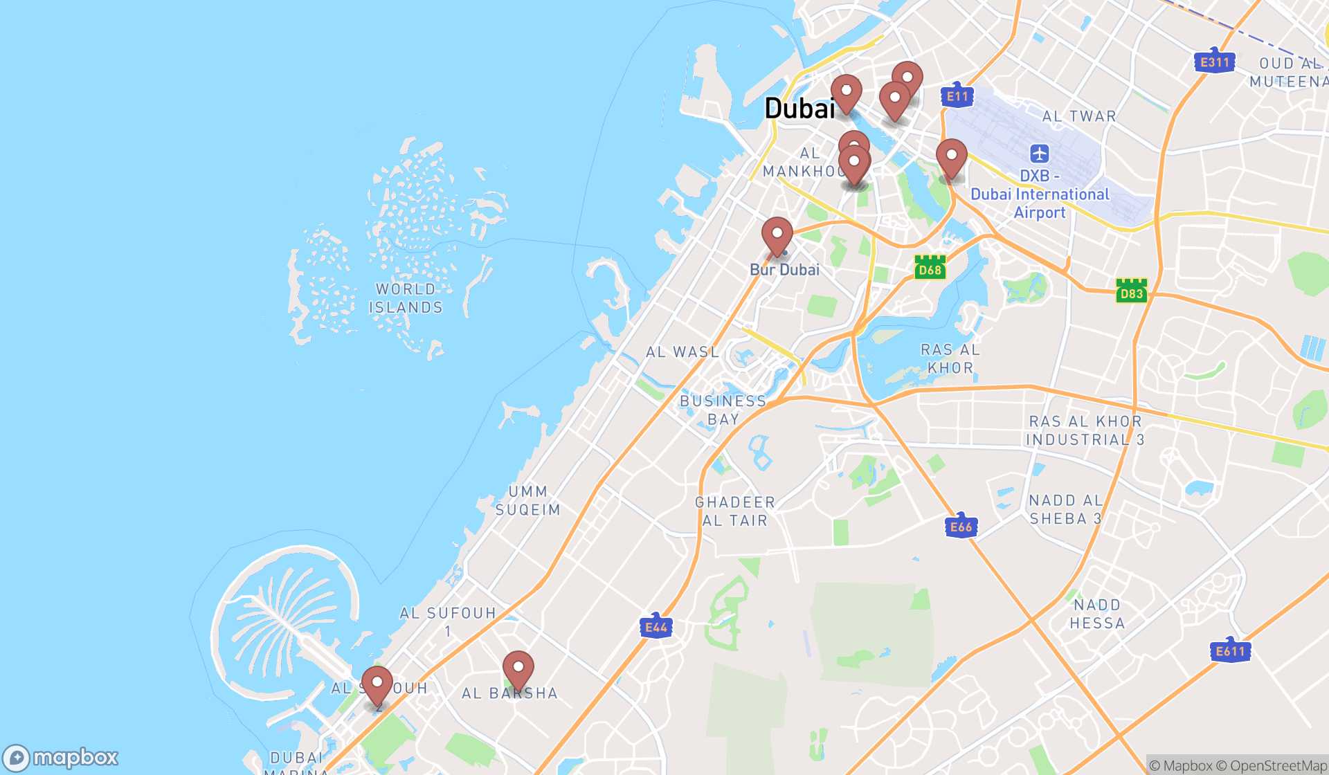 Map showing the ranked economic development agencies in Dubai, Dubai