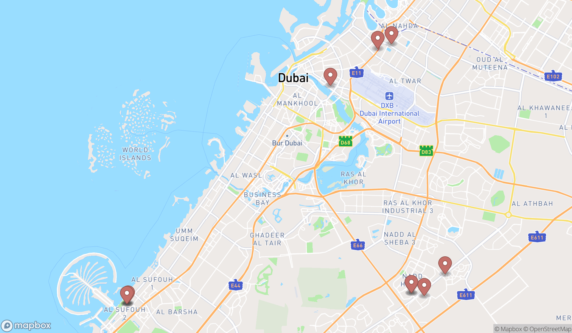 Map showing the ranked educational testing services in Dubai, Dubai