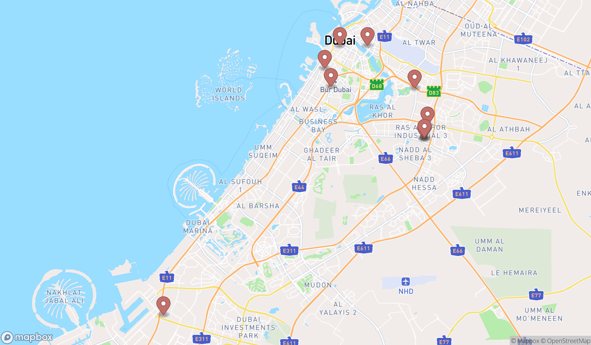 Map showing the ranked egg suppliers in Dubai, Dubai