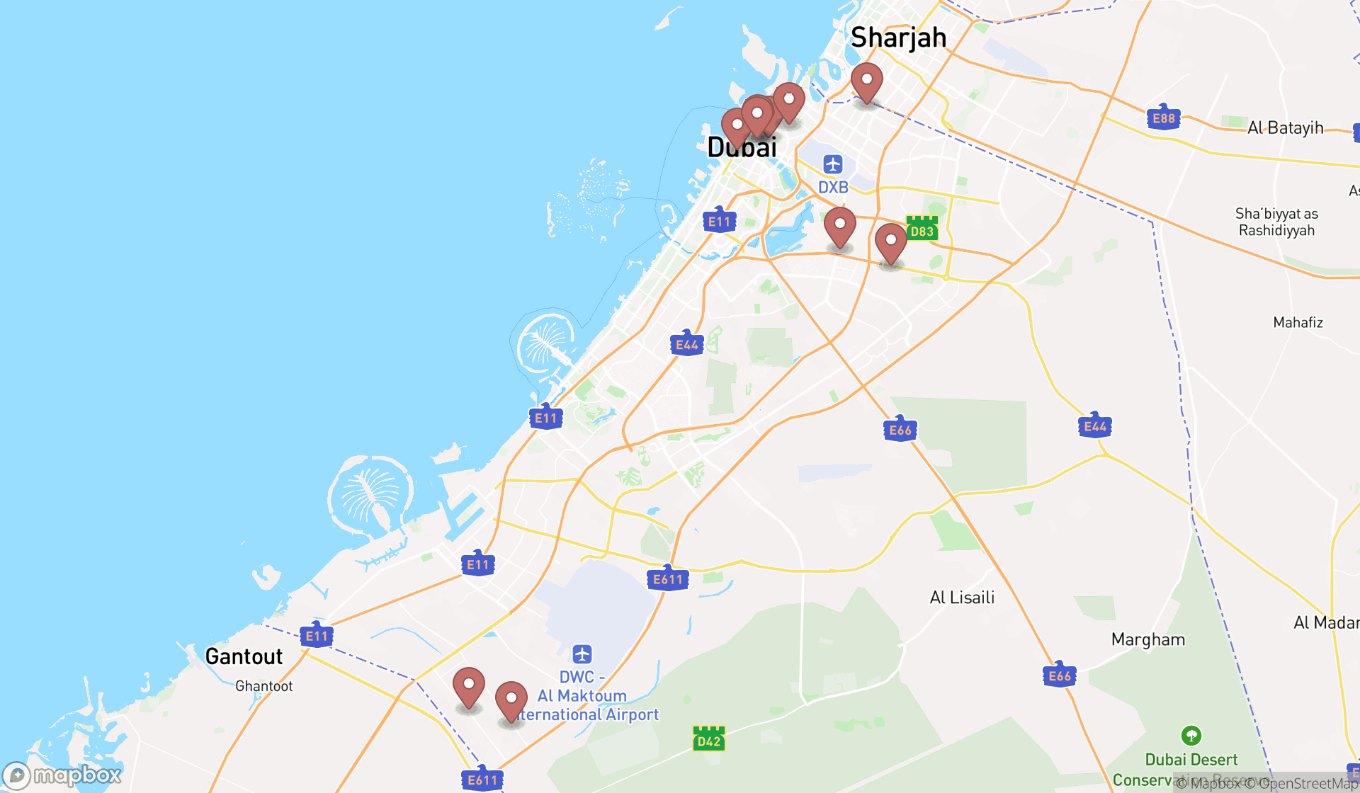 Map showing the ranked electrical appliance wholesalers in Dubai, Dubai