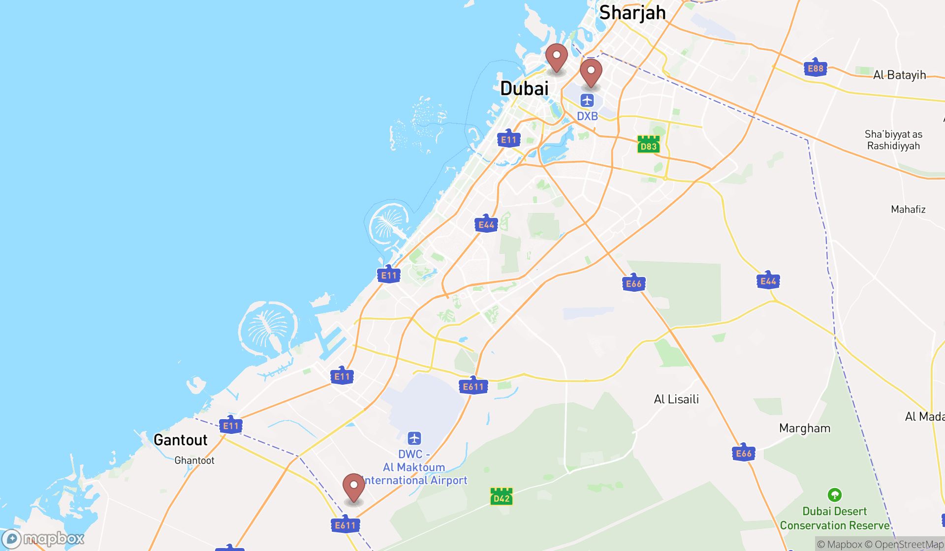 Map showing the ranked electrical equipment manufacturers in Dubai, Dubai