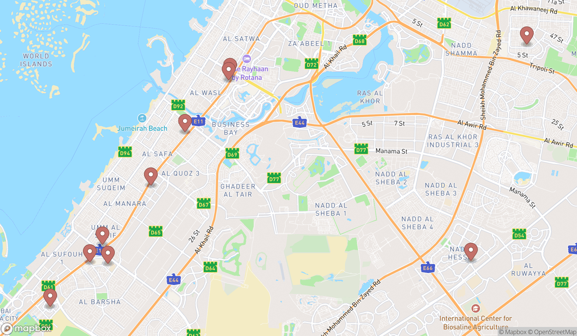 Map showing the ranked electrolysis hair removal services in Dubai, Dubai