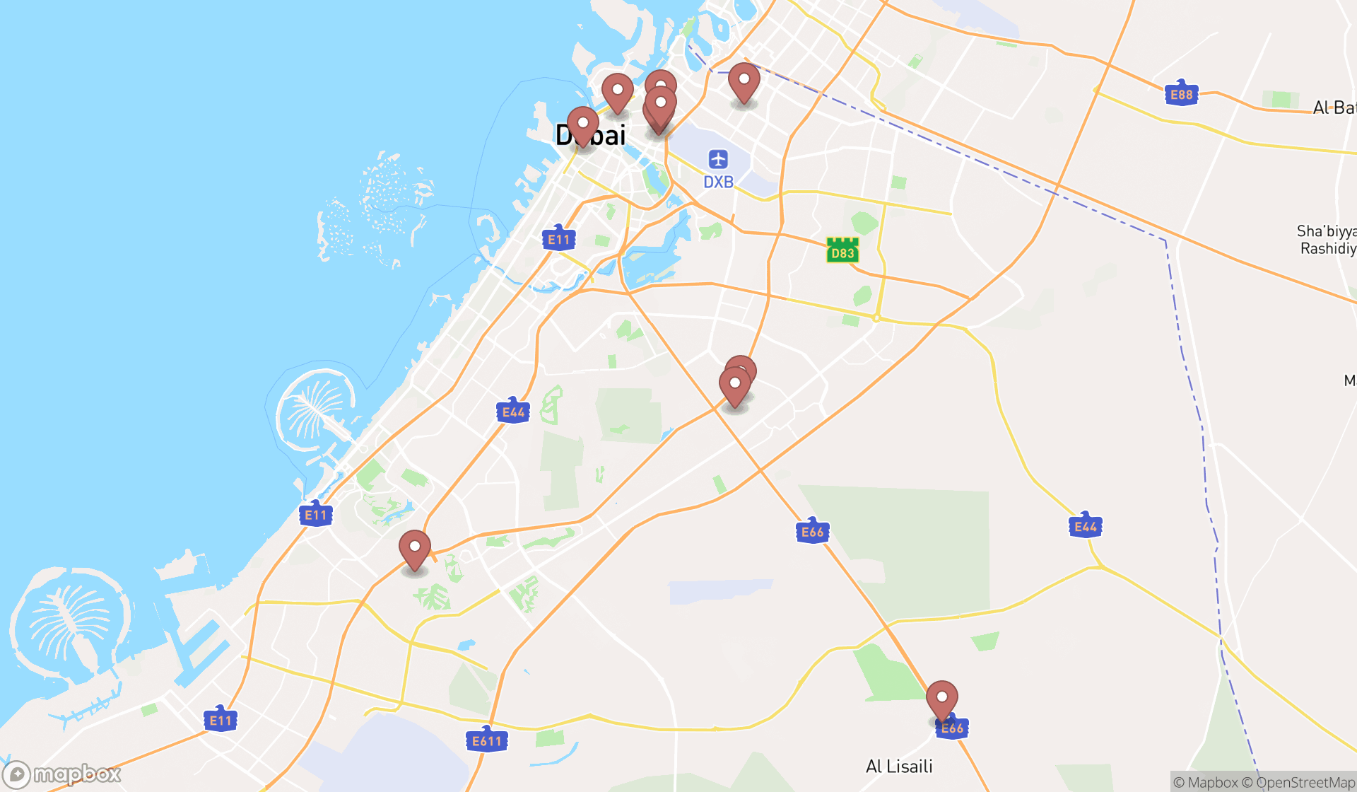 Map showing the ranked electronic engineering services in Dubai, Dubai