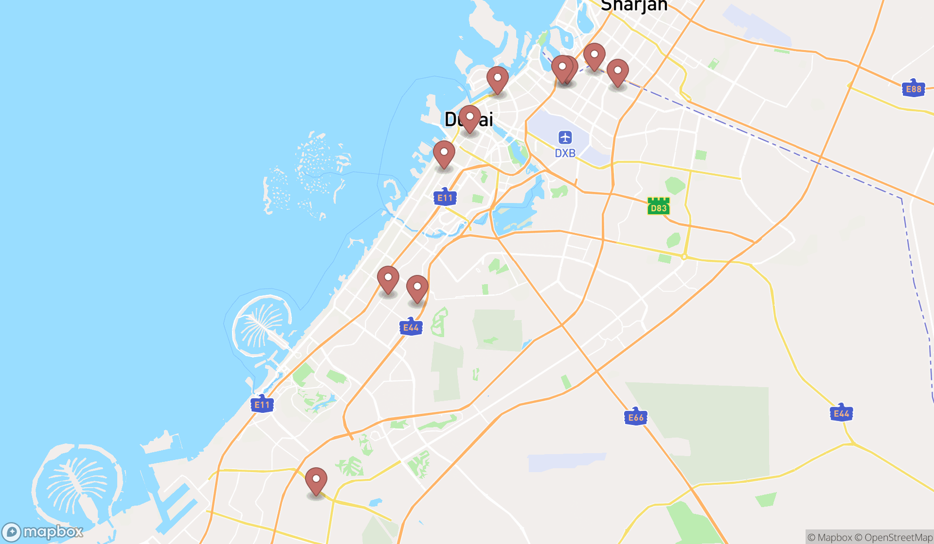 Map showing the ranked electronics engineers in Dubai, Dubai