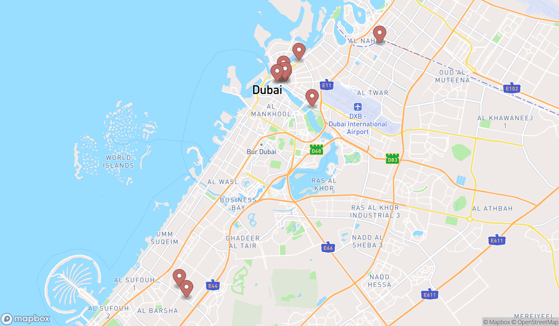 Map showing the ranked electronics vending machines in Dubai, Dubai