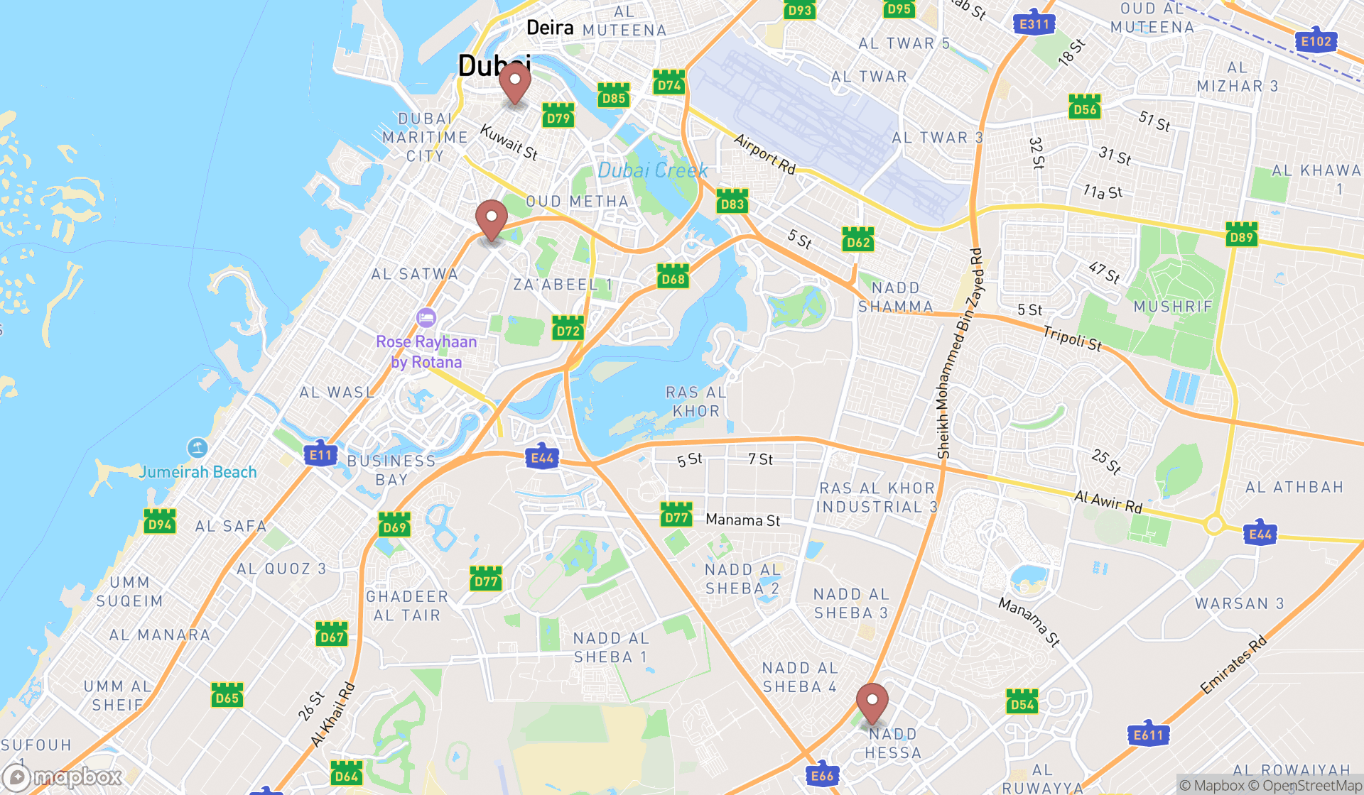 Map showing the ranked energy advisory services in Dubai, Dubai