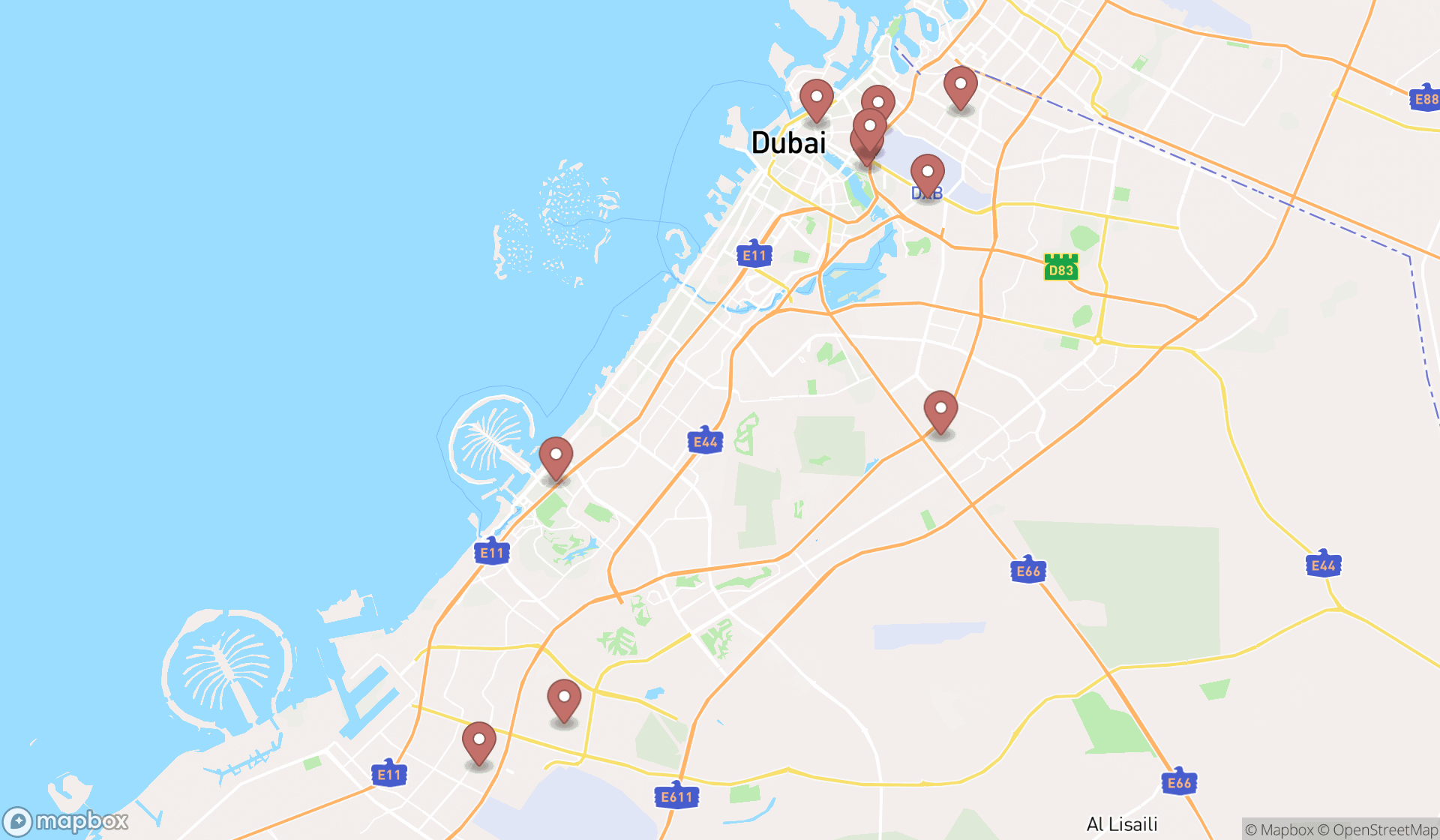 Map showing the ranked energy equipment and solutions in Dubai, Dubai
