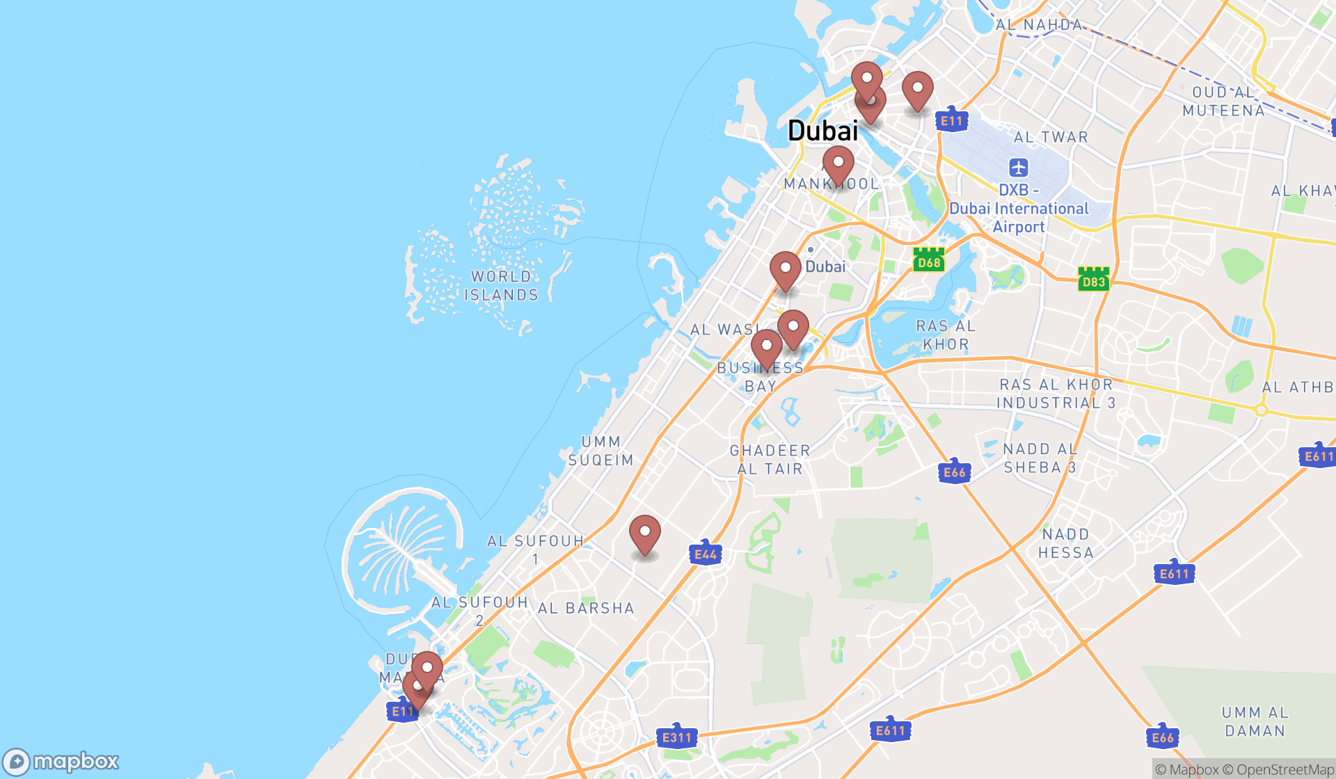 Map showing the ranked energy suppliers in Dubai, Dubai