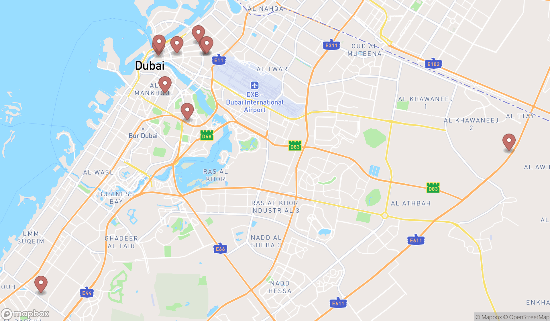 Map showing the ranked engravers in Dubai, Dubai