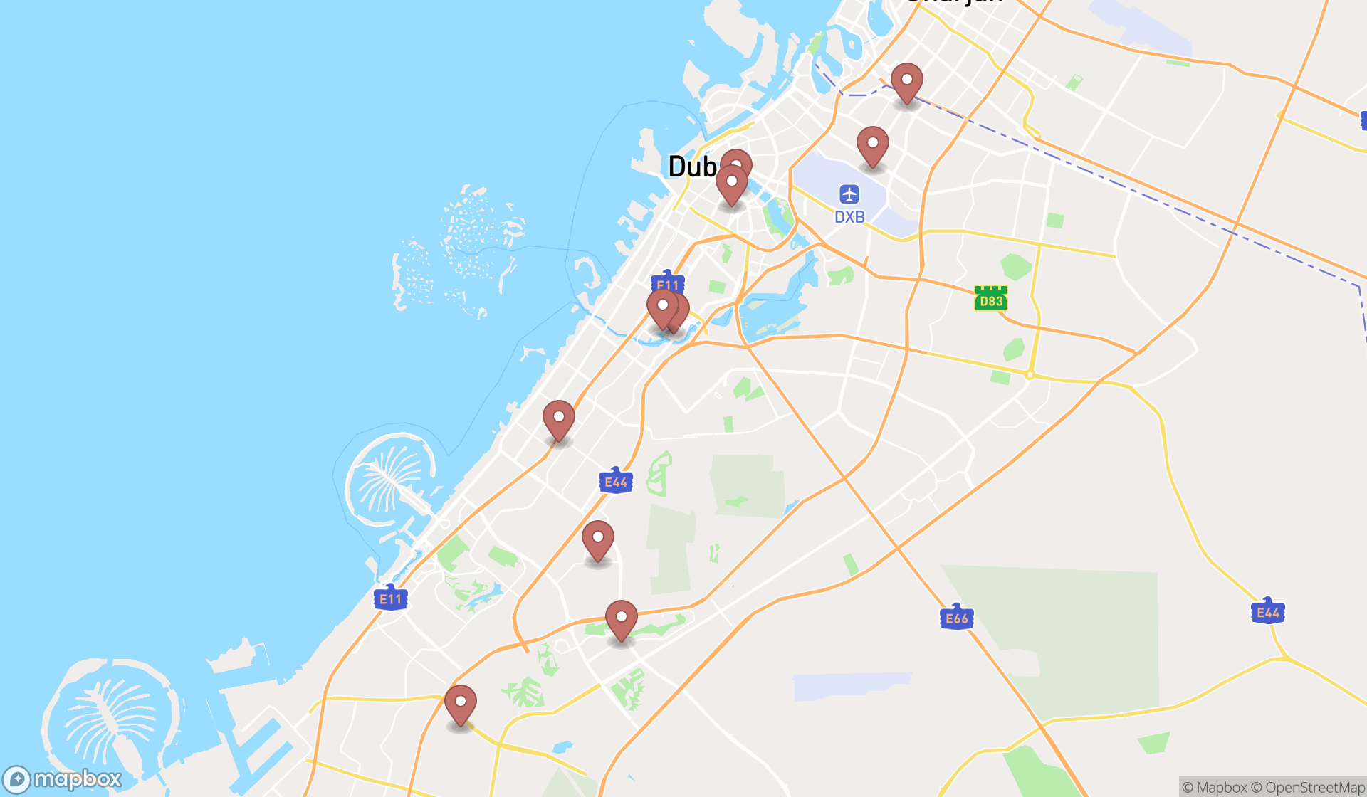 Map showing the ranked environmental consultants in Dubai, Dubai