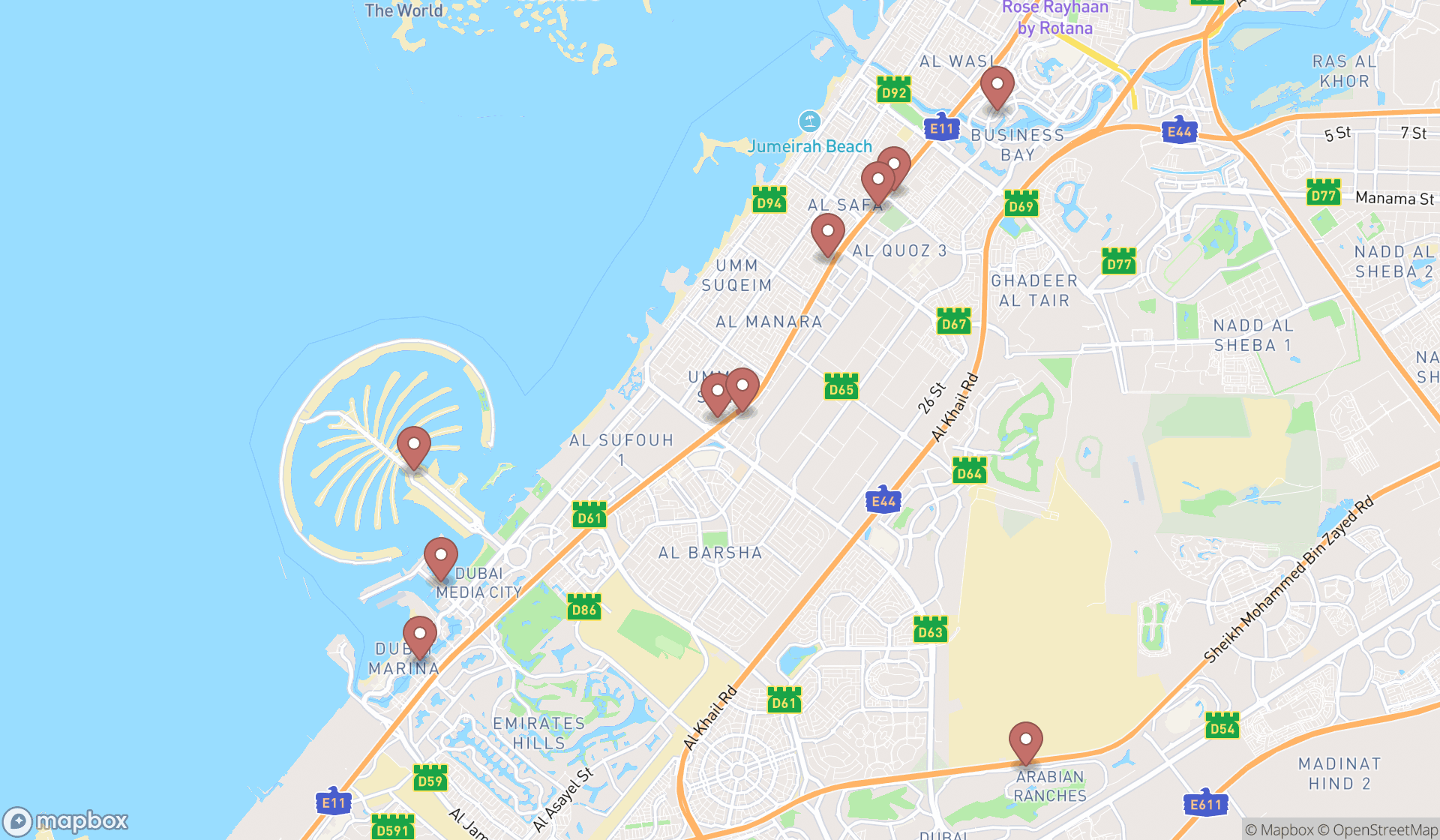 Map showing the ranked estate appraisers in Dubai, Dubai