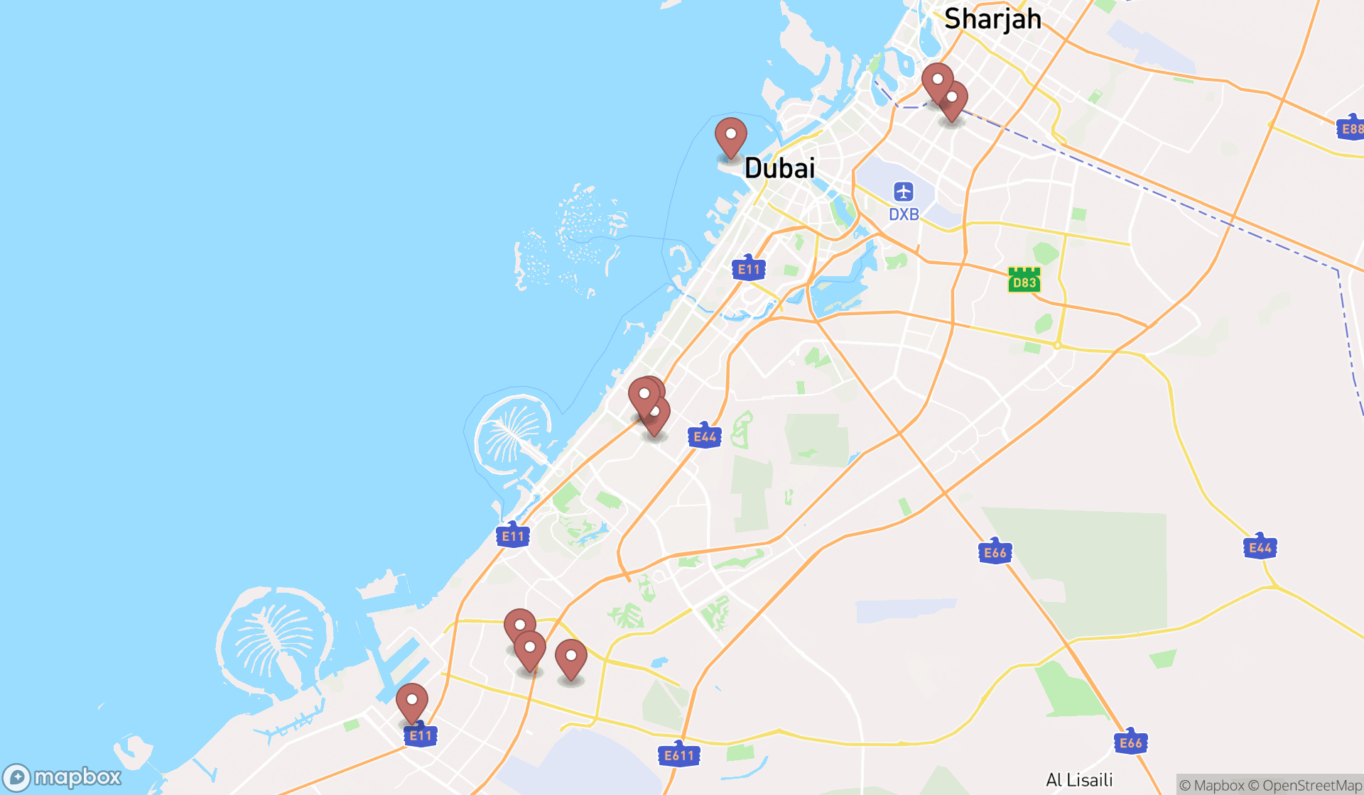 Map showing the ranked fabrication engineers in Dubai, Dubai