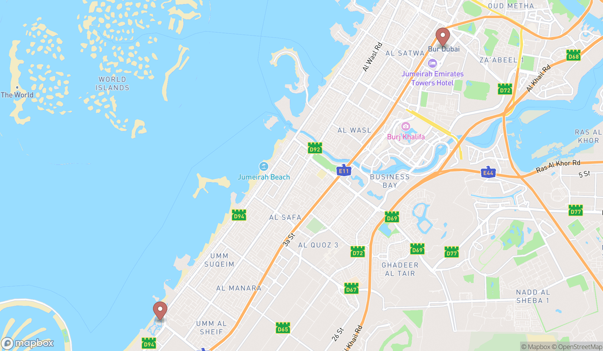 Map showing the ranked fairgrounds in Dubai, Dubai
