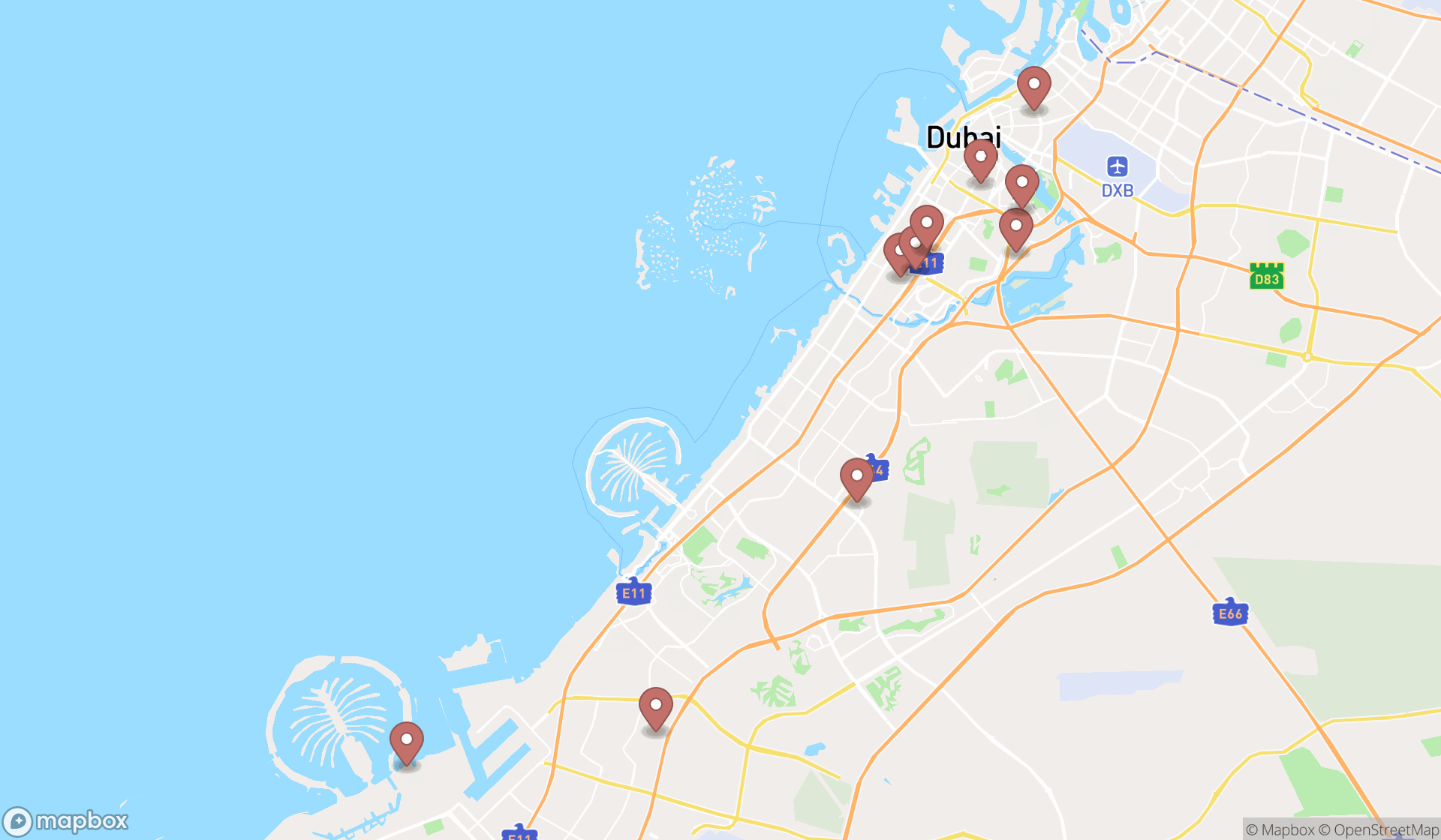 Map showing the ranked family practice physicians in Dubai, Dubai