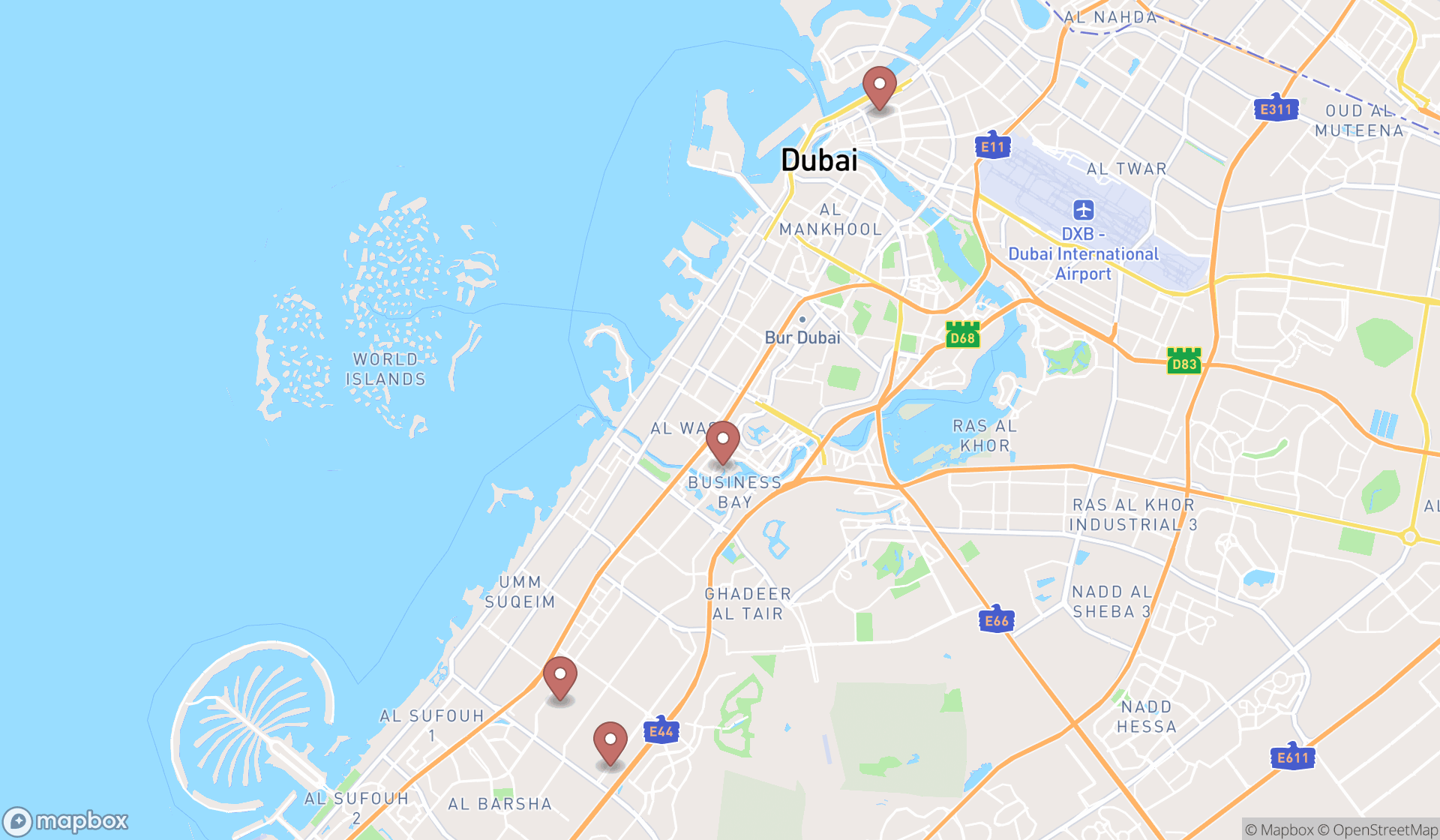 Map showing the ranked farm equipment repair services in Dubai, Dubai