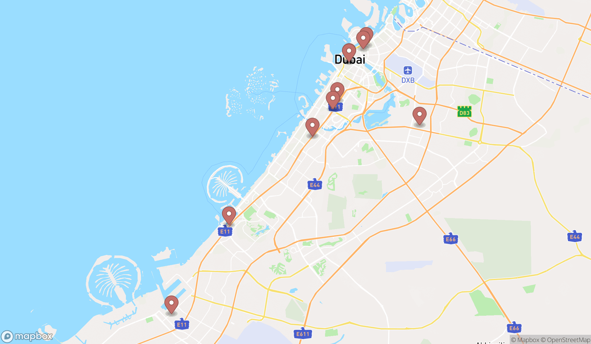 Map showing the ranked fiber optic products suppliers in Dubai, Dubai