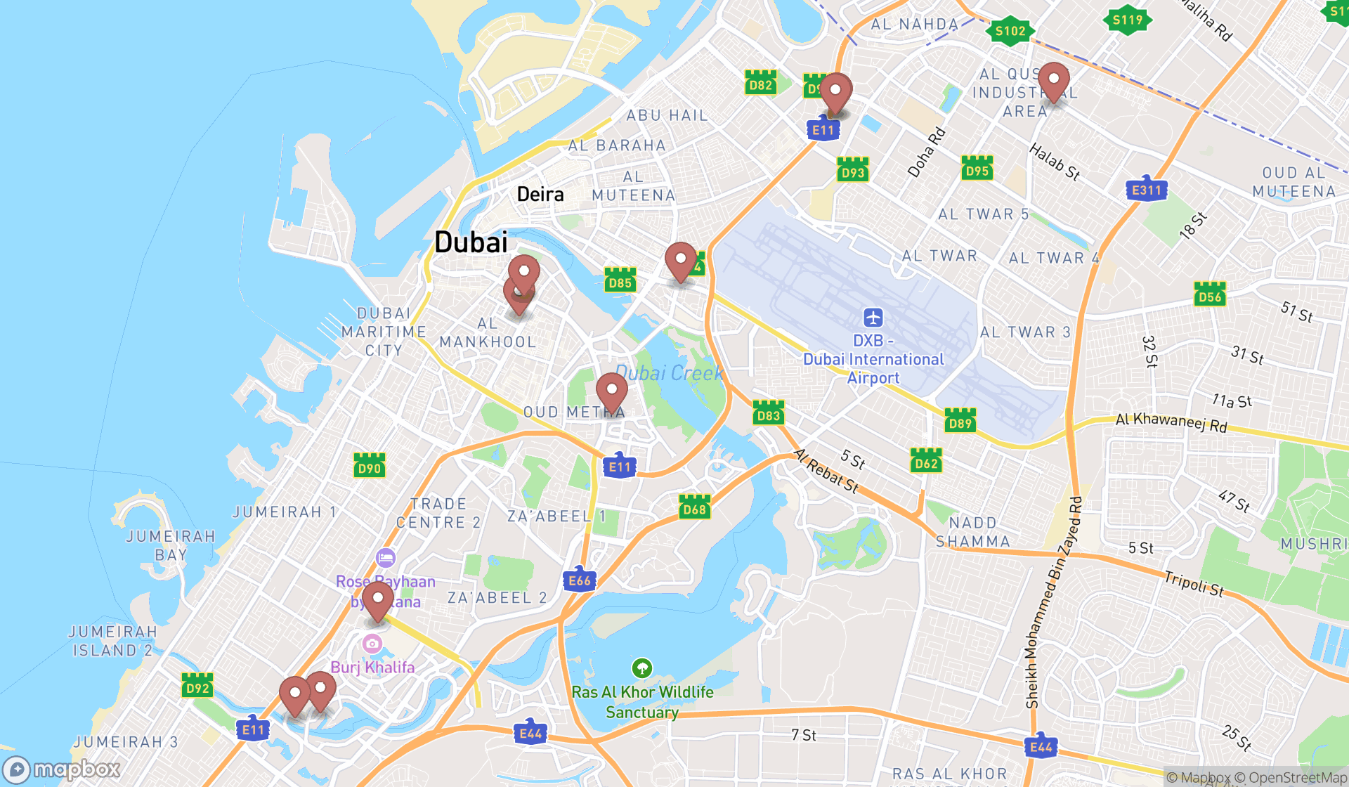 Map showing the ranked financial consultants in Dubai, Dubai