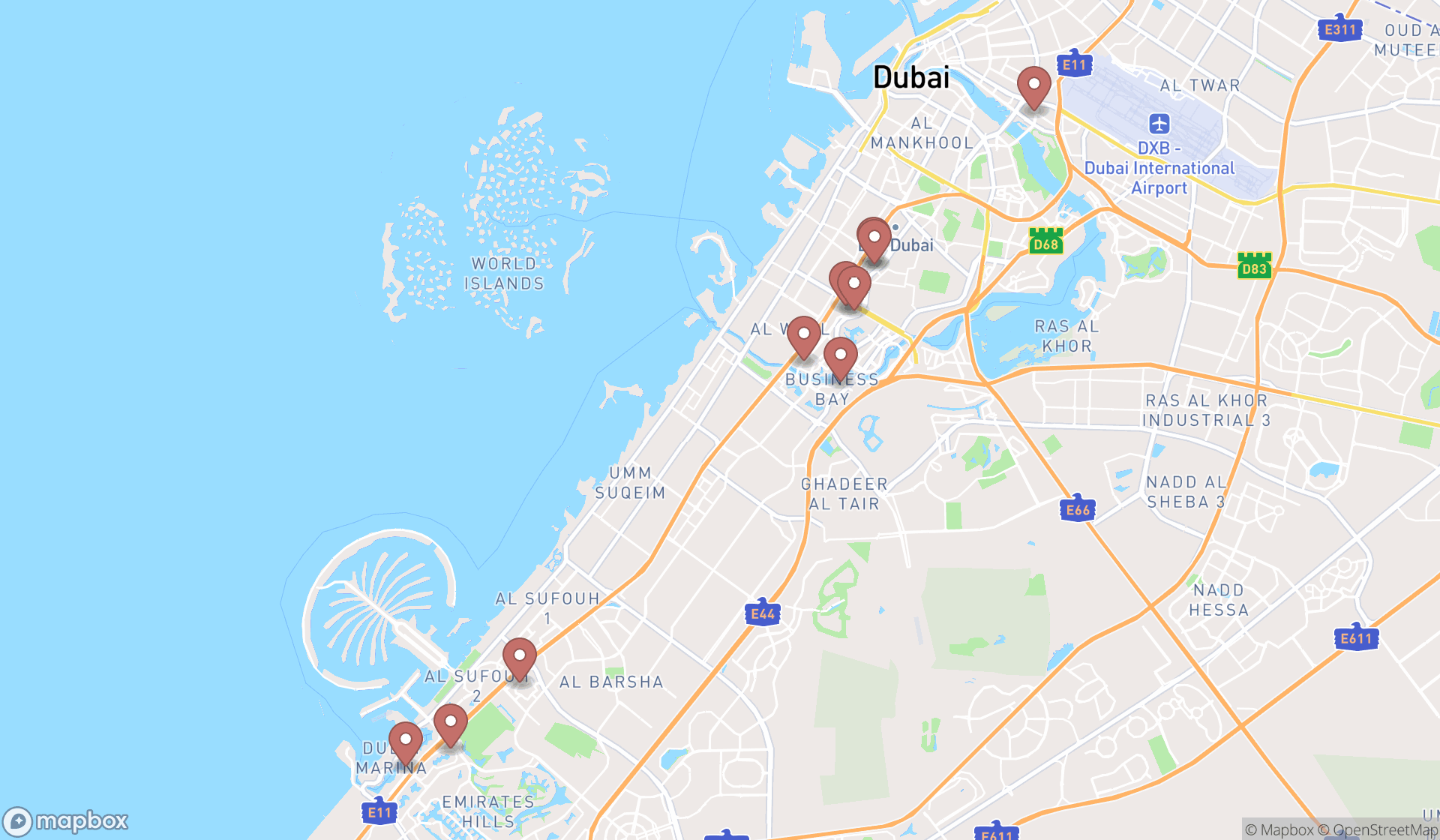 Map showing the ranked financial planners in Dubai, Dubai