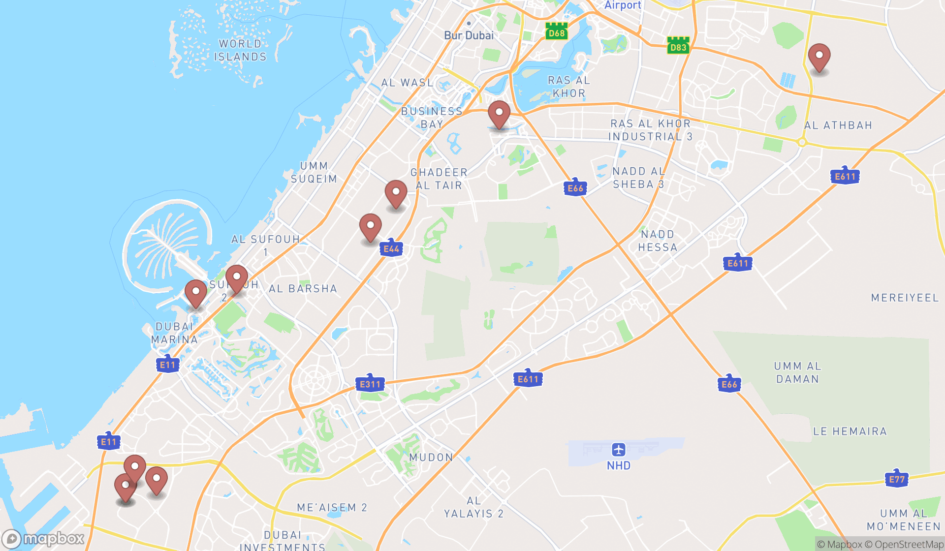Map showing the ranked firewood suppliers in Dubai, Dubai